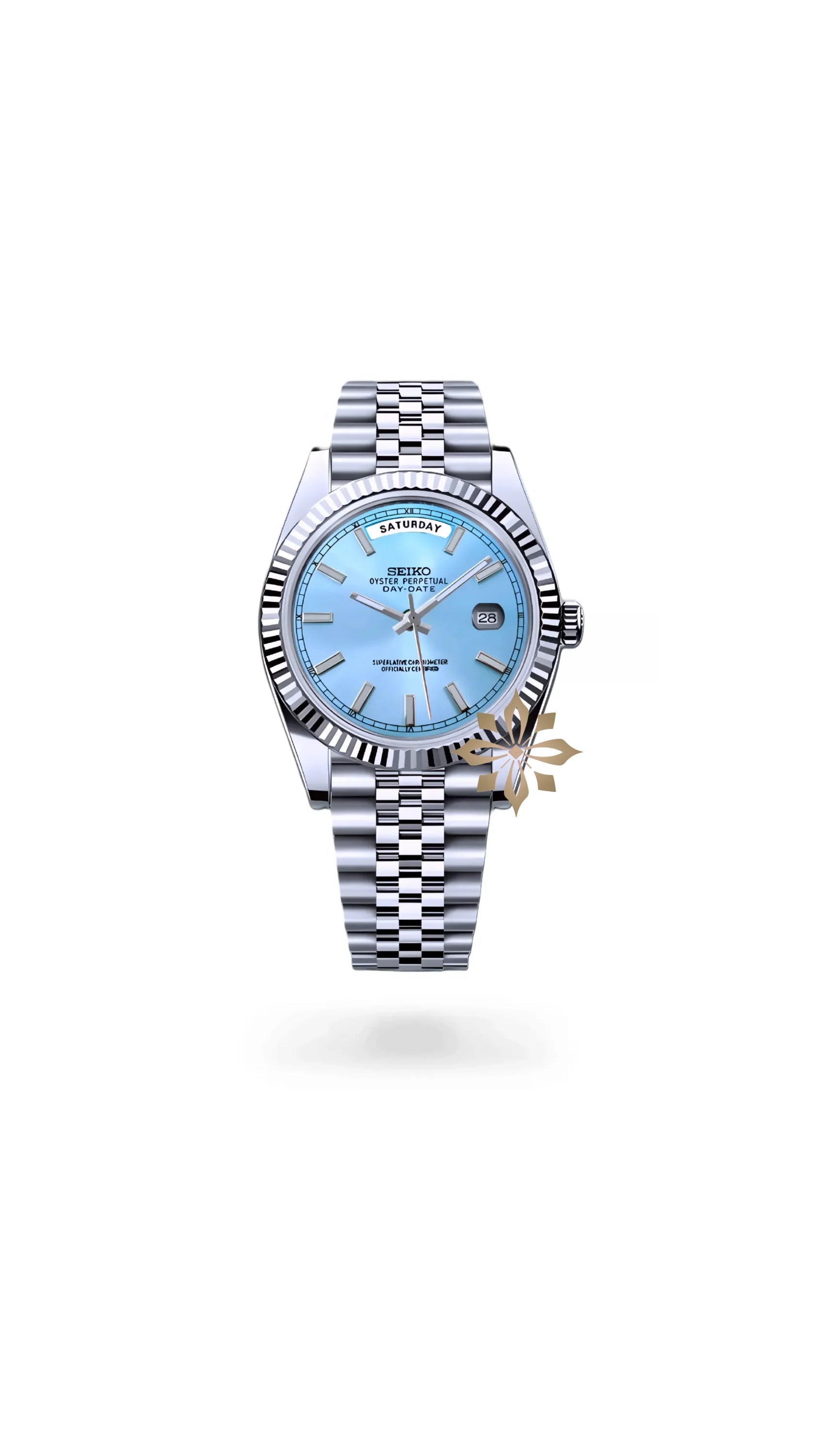 Seikojust mod daydate ice blue automatic watch - Circa Watch Labs seiko mod