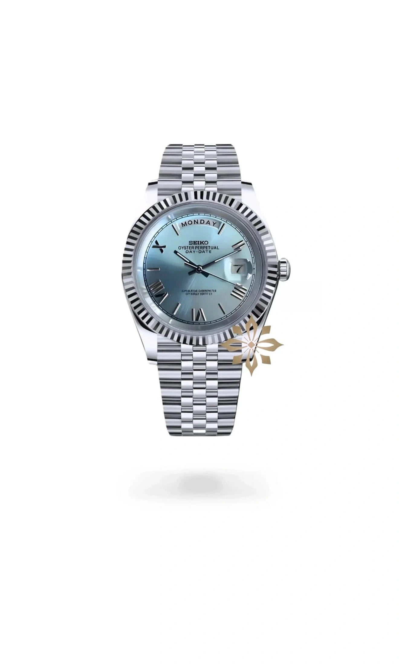 Seikojust mod daydate ice blue roman numeral automatic watch - Circa Watch Labs