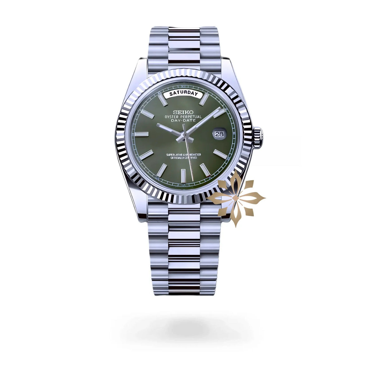 SEIKO モドスグリーンダイヤル36mm Seikojust mod daydate olive green roman automatic watch