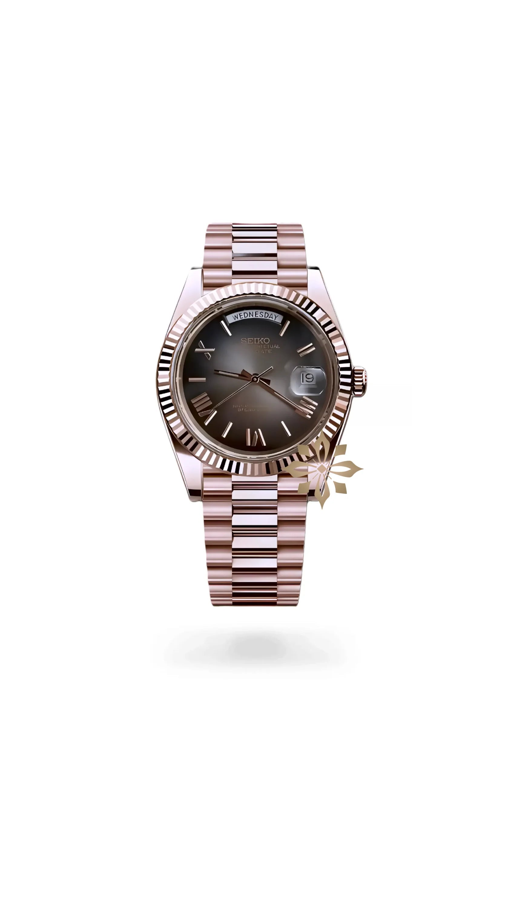 Seikojust mod daydate ombré rose gold roman numeral automatic watch - Circa Watch Labs
