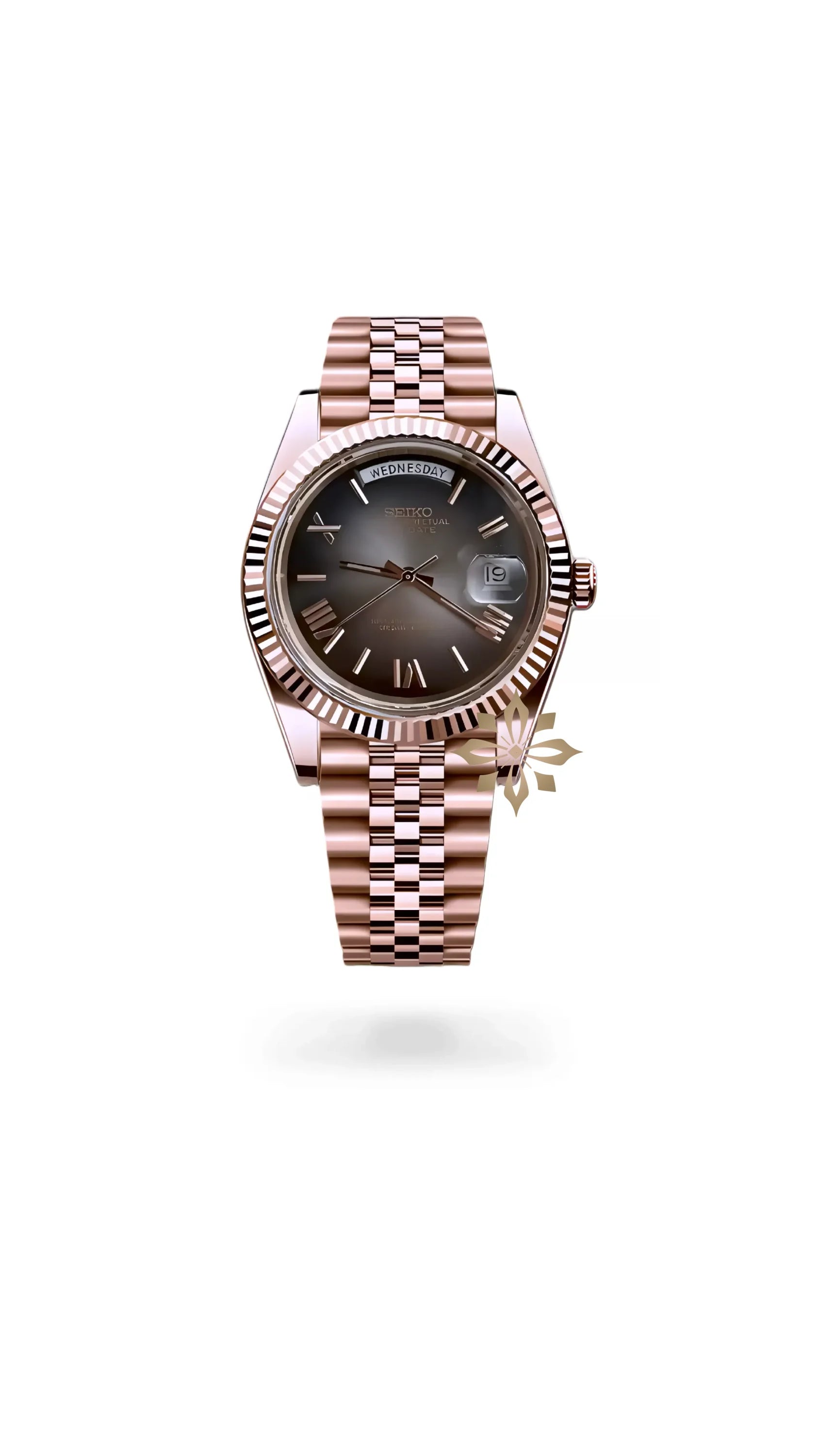 Seikojust mod daydate ombré rose gold roman numeral automatic watch - Circa Watch Labs