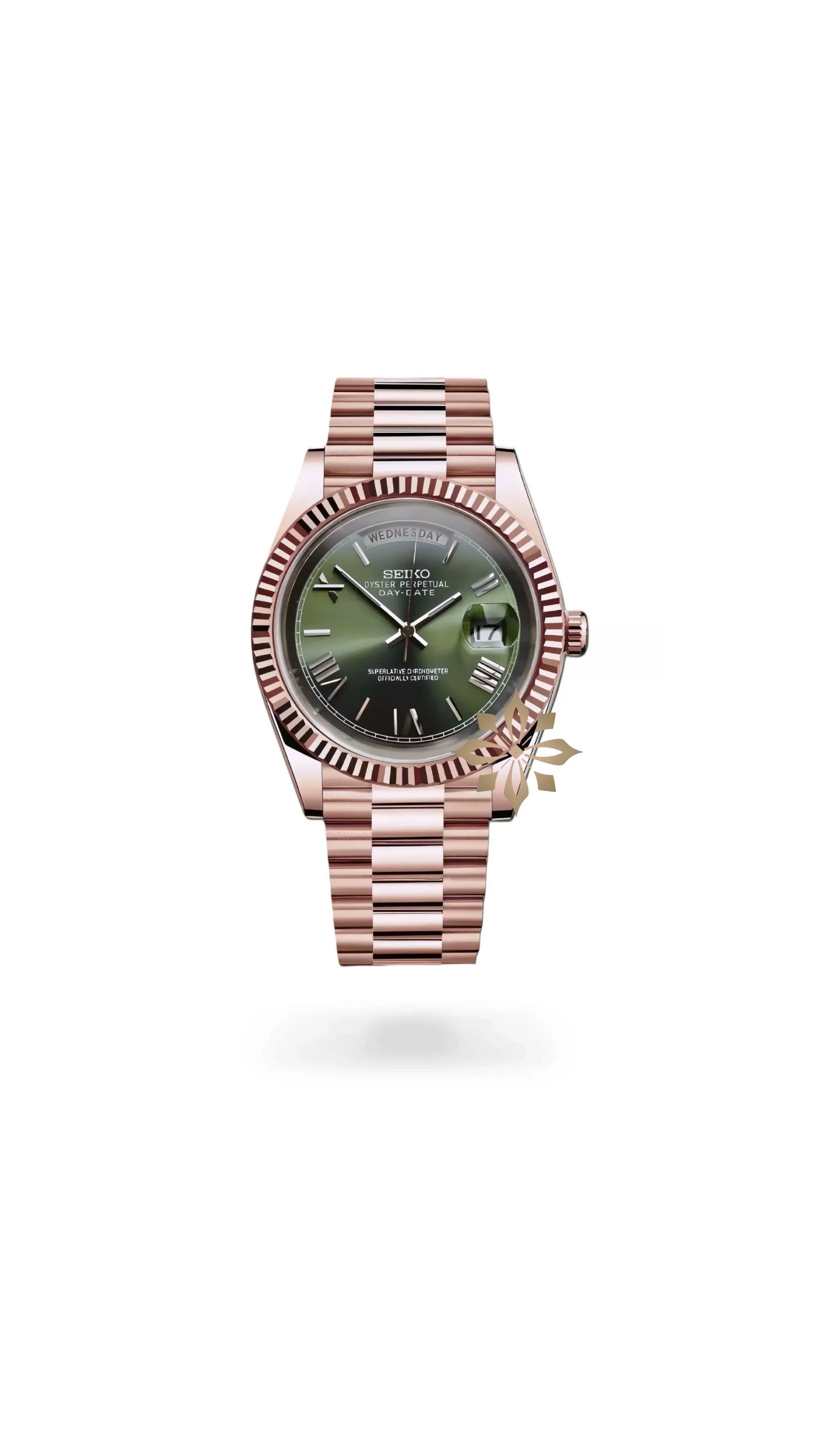 Seikojust mod daydate rose gold automatic watch - Circa Watch Labs seiko mod