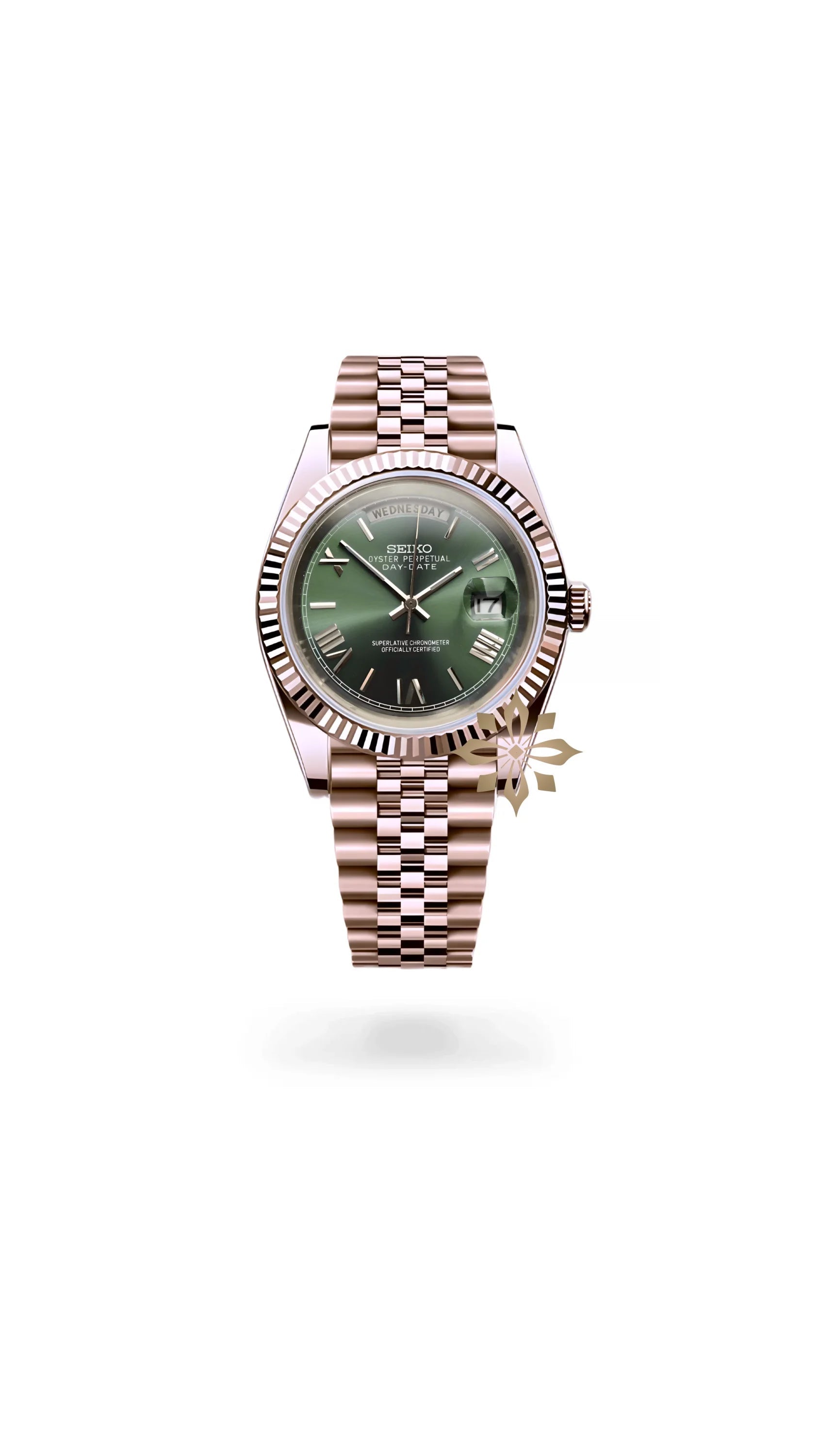 Seikojust mod daydate rose gold automatic watch - Circa Watch Labs seiko mod