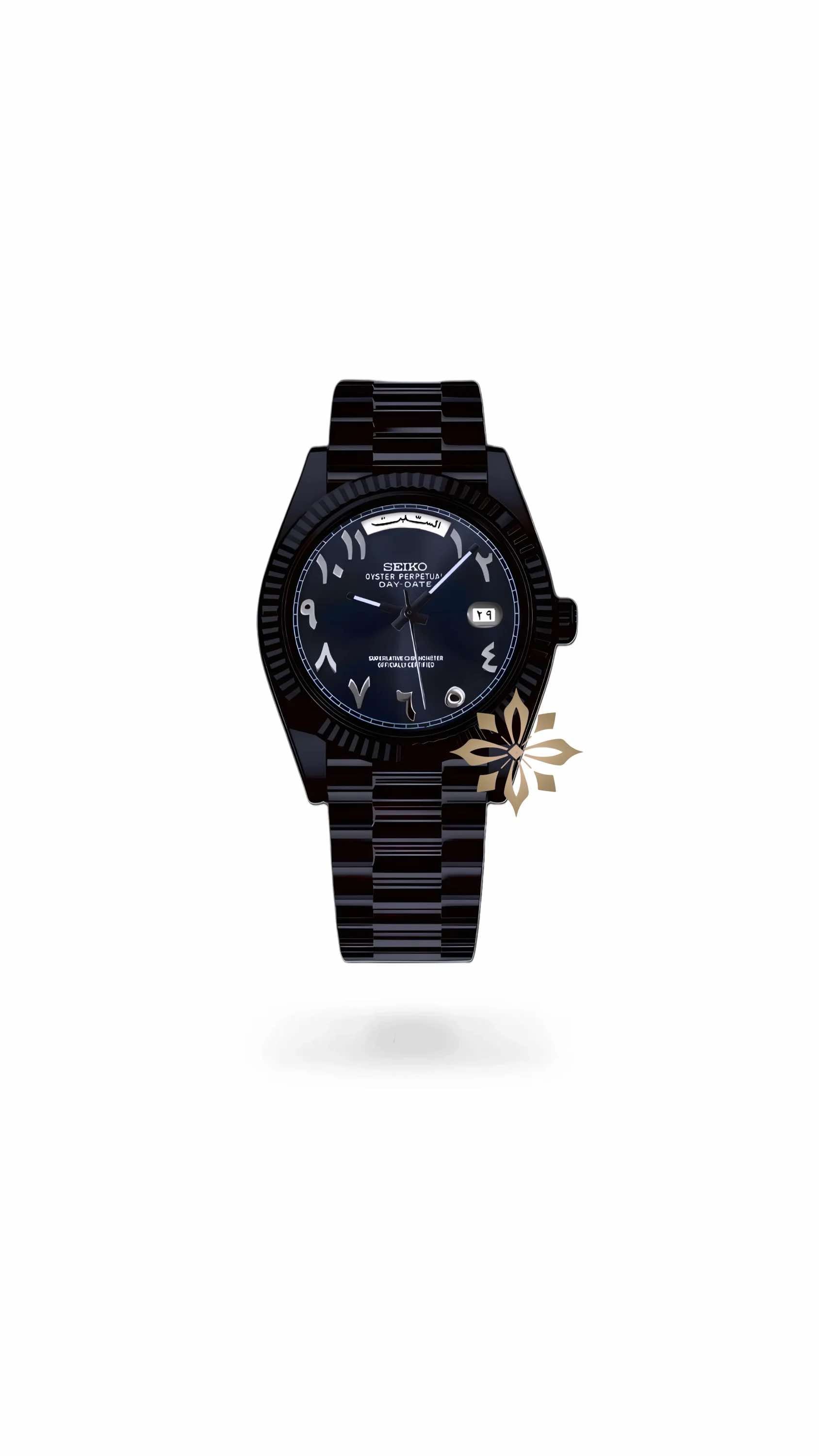 Seikojust mod daydate triple black arabic automatic watch