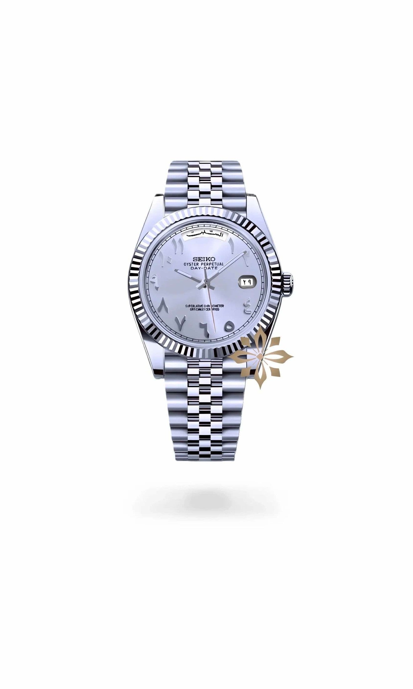 Seikojust mod daydate white arabic automatic watch - Circa Watch Labs seiko mod