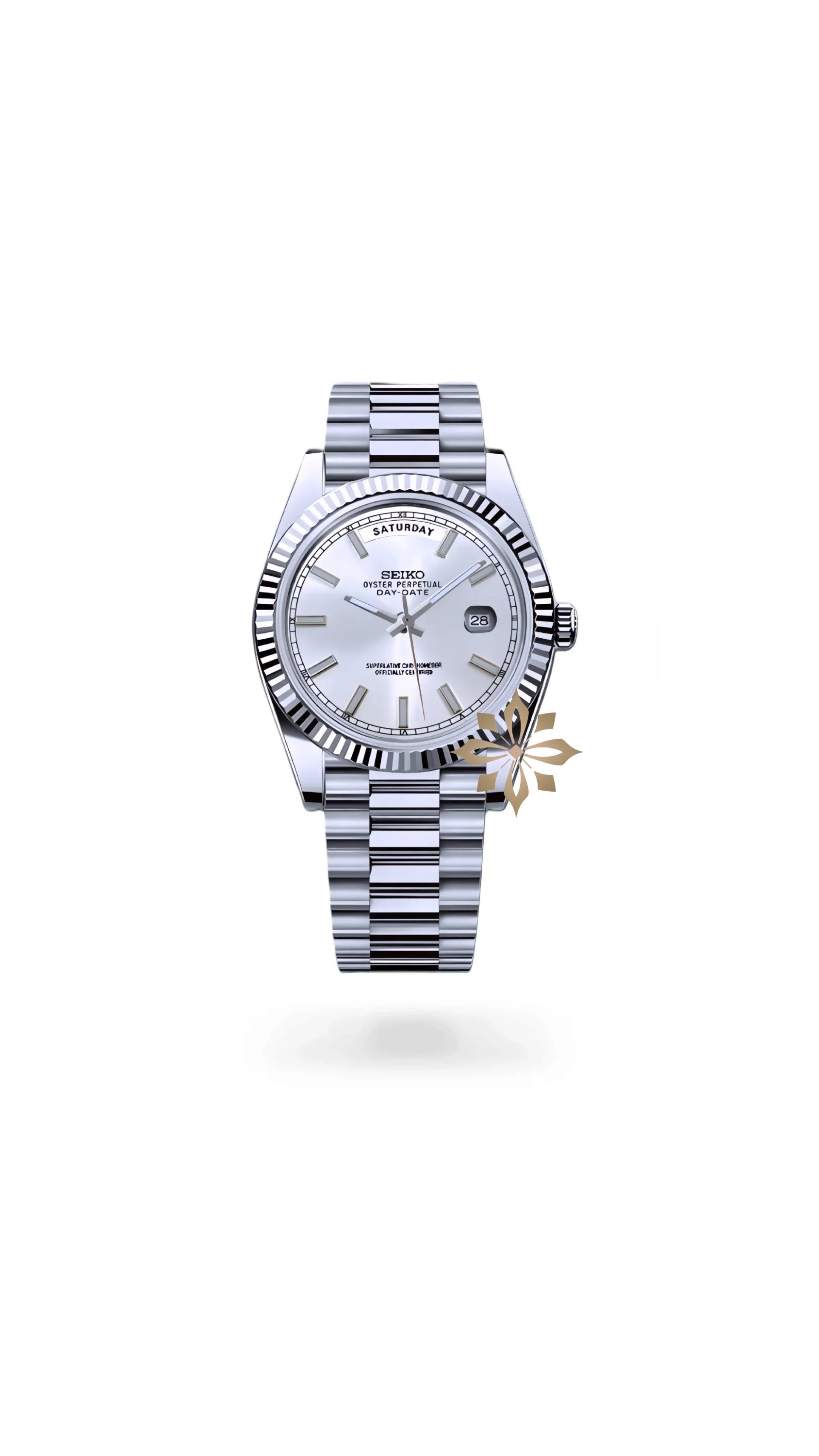 Seikojust mod daydate white automatic watch - Circa Watch Labs