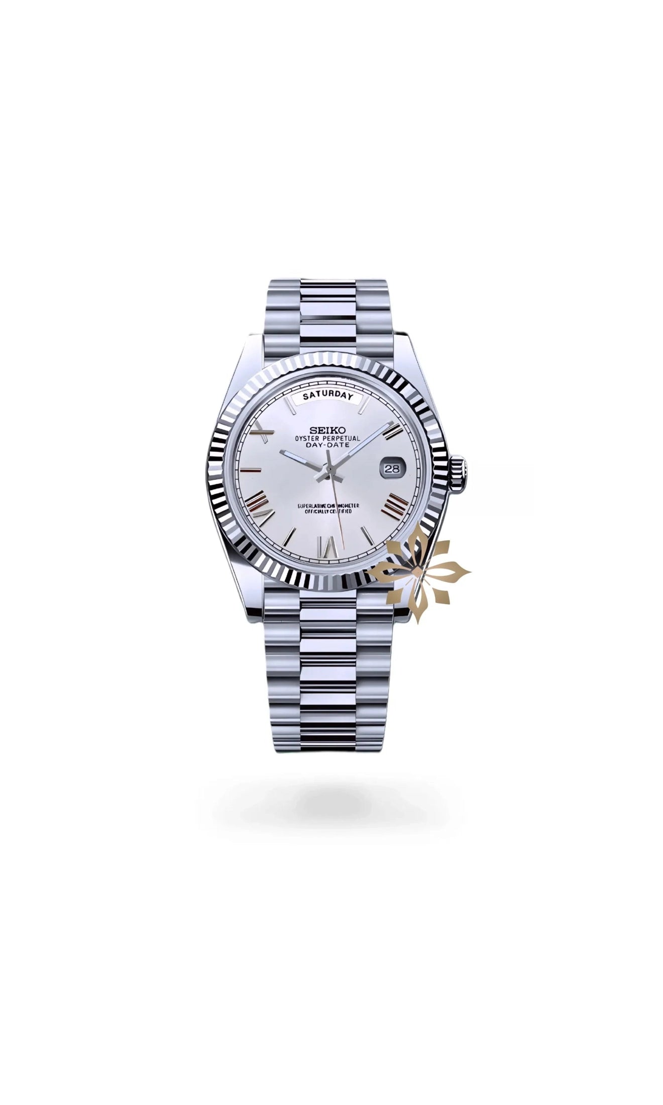Seikojust mod daydate white roman numeral automatic watch - Circa Watch Labs seiko mod