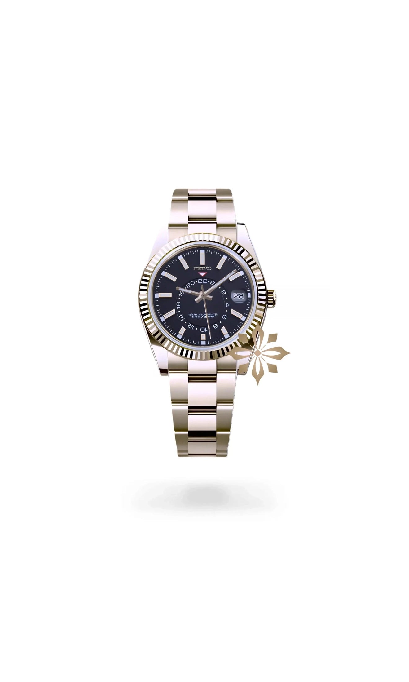 Seikojust mod skydweller watch black gold - Circa Watch Labs seiko mod