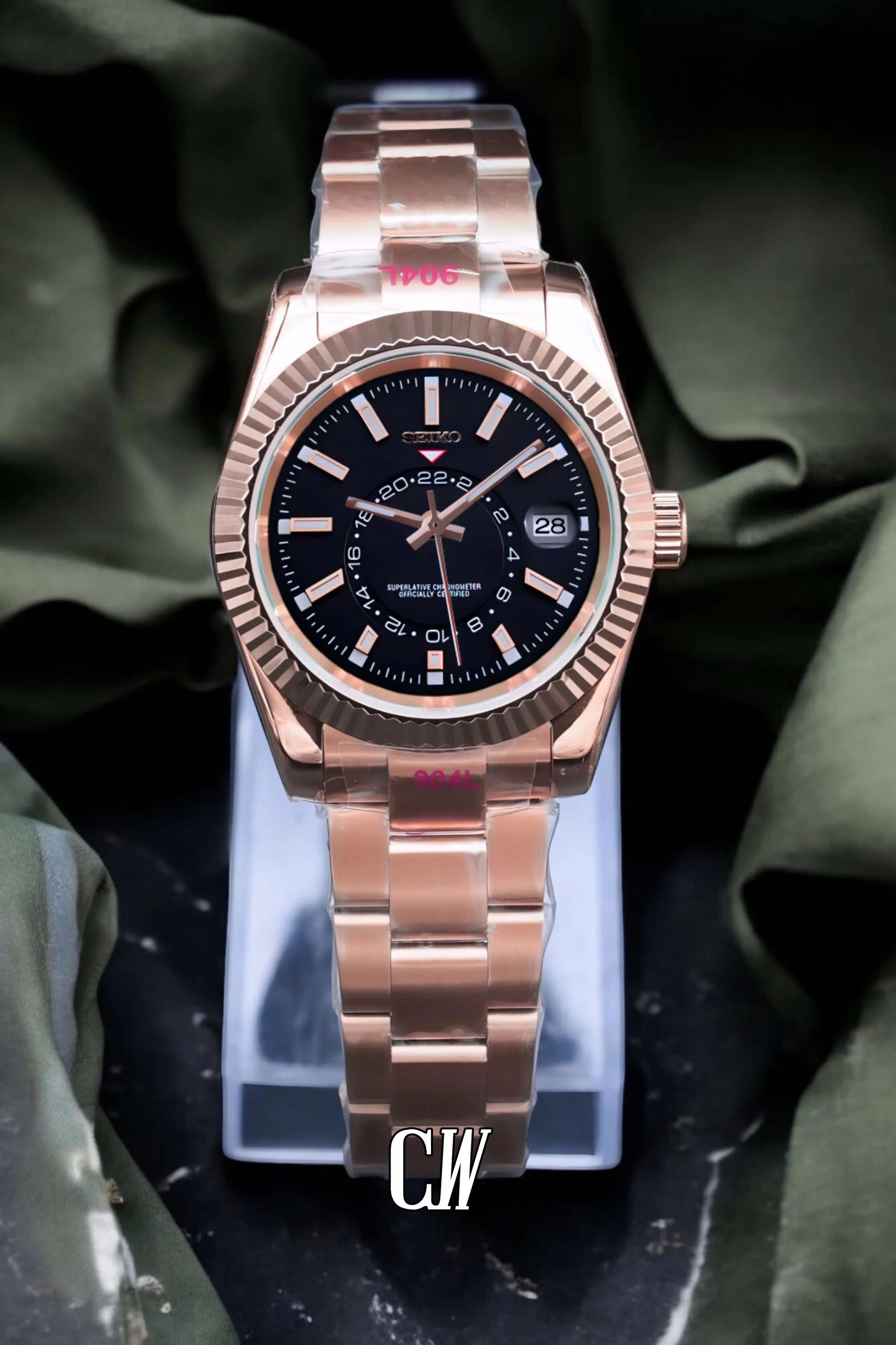 Seikojust mod skydweller watch black rose gold - Circa Watch Labs