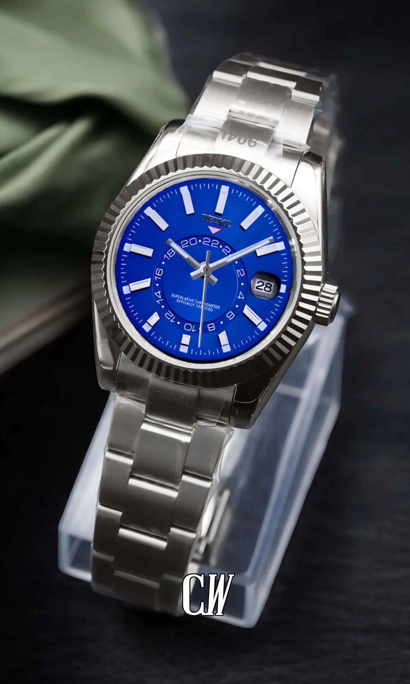 Seikojust mod skydweller watch blue - Circa Watch Labs