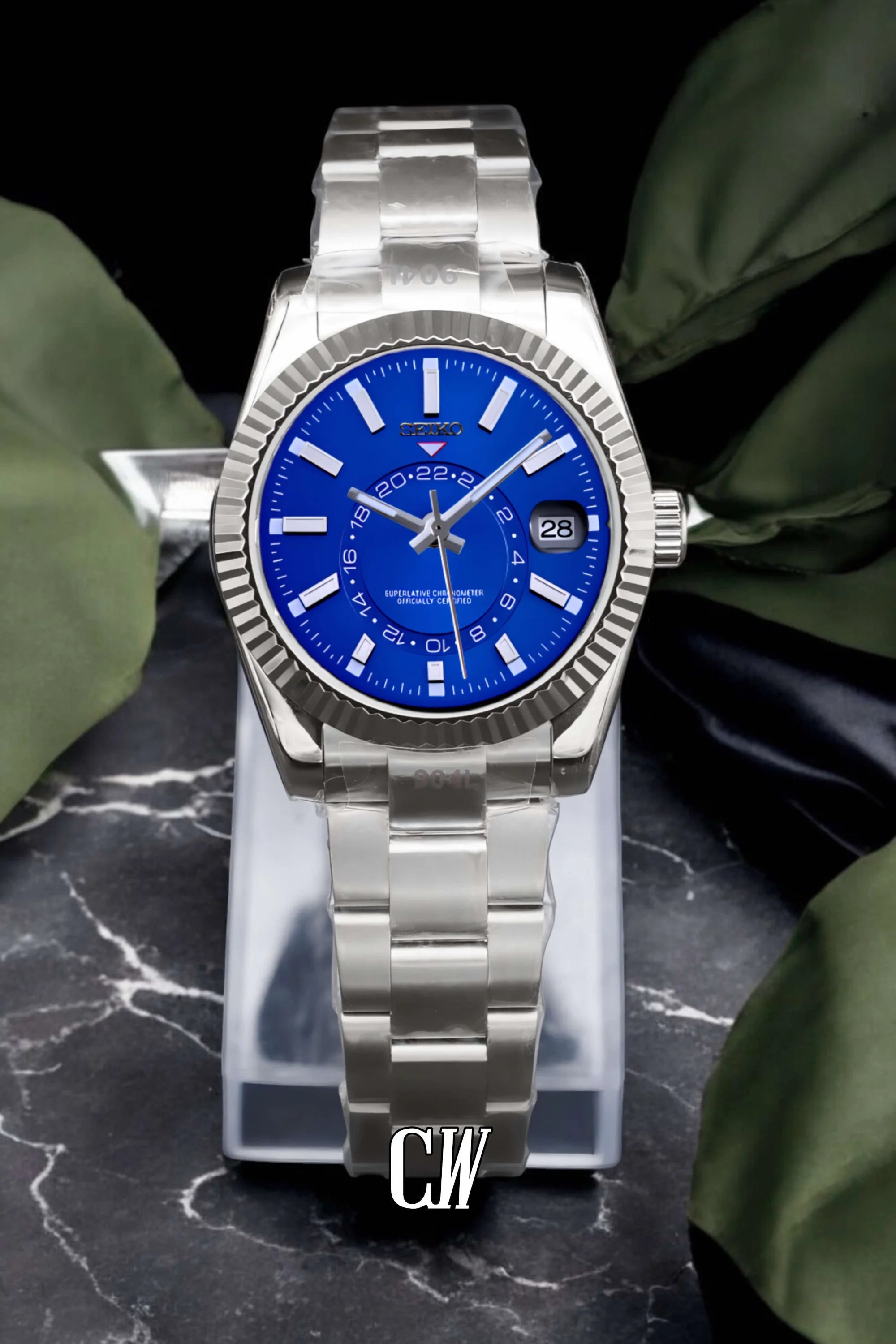 Seikojust mod skydweller watch blue - Circa Watch Labs