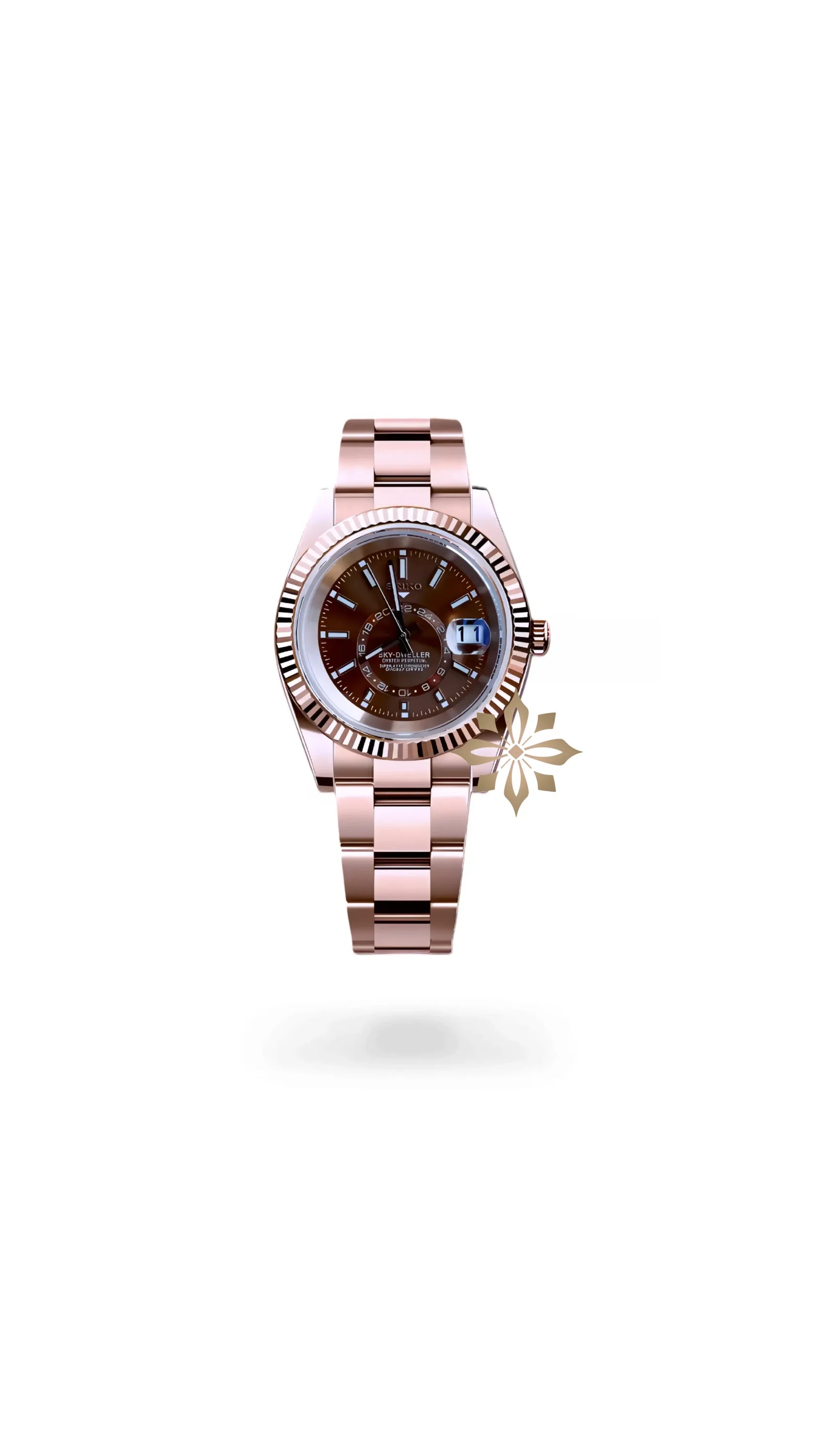 Seikojust mod skydweller watch brown rose gold - Circa Watch Labs