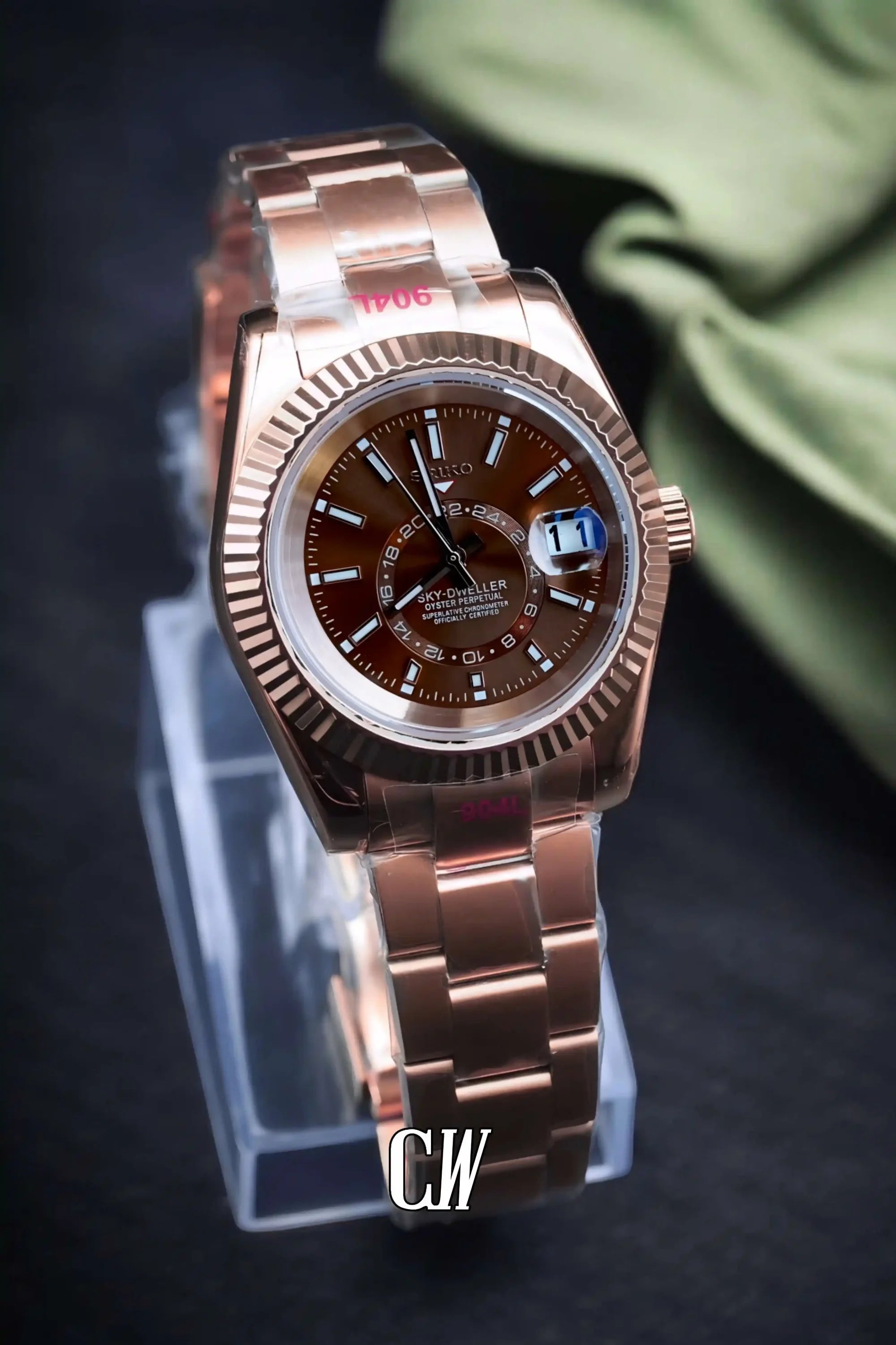 Seikojust mod skydweller watch brown rose gold - Circa Watch Labs