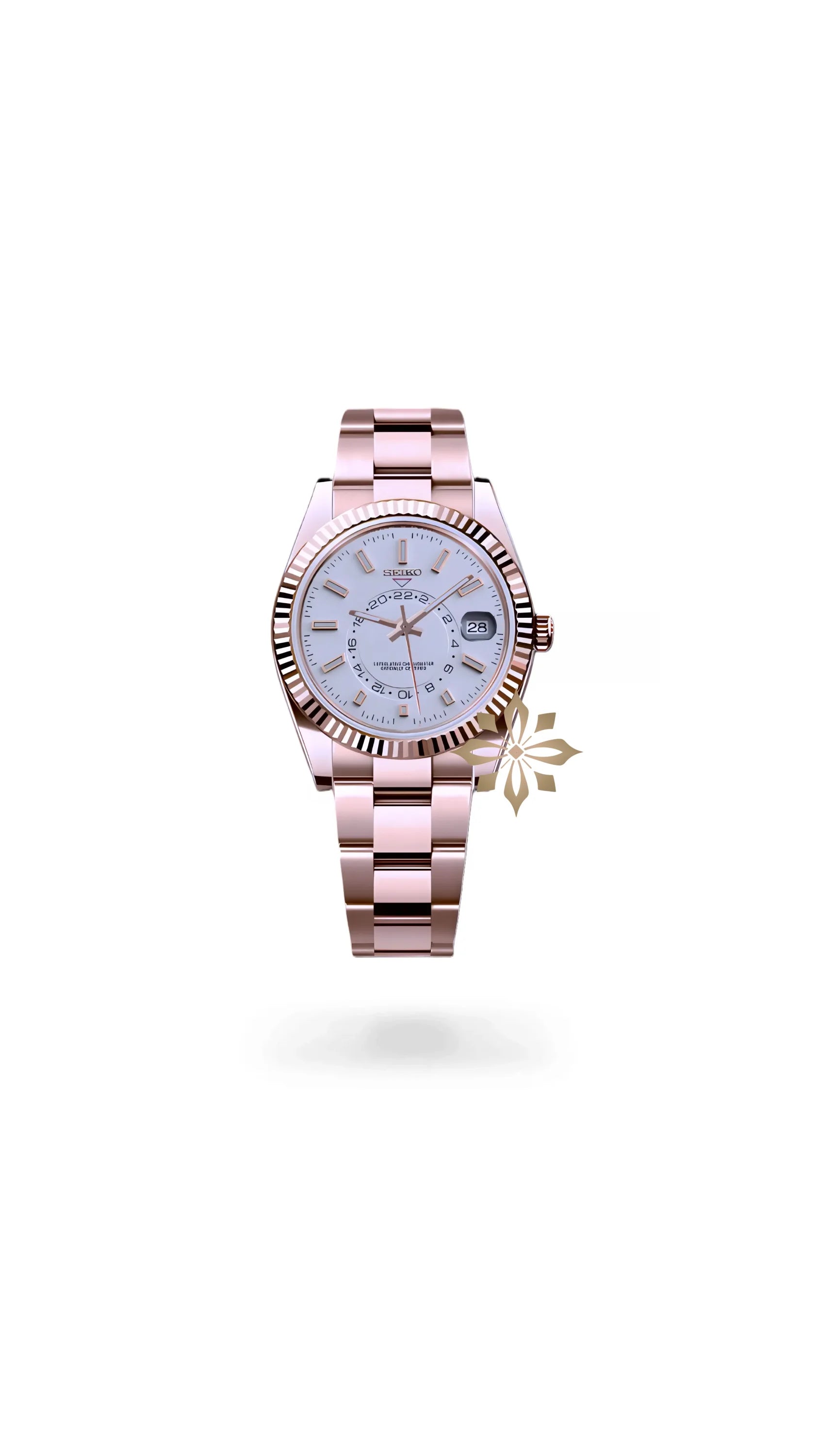 Seikojust mod skydweller watch white rose gold - Circa Watch Labs