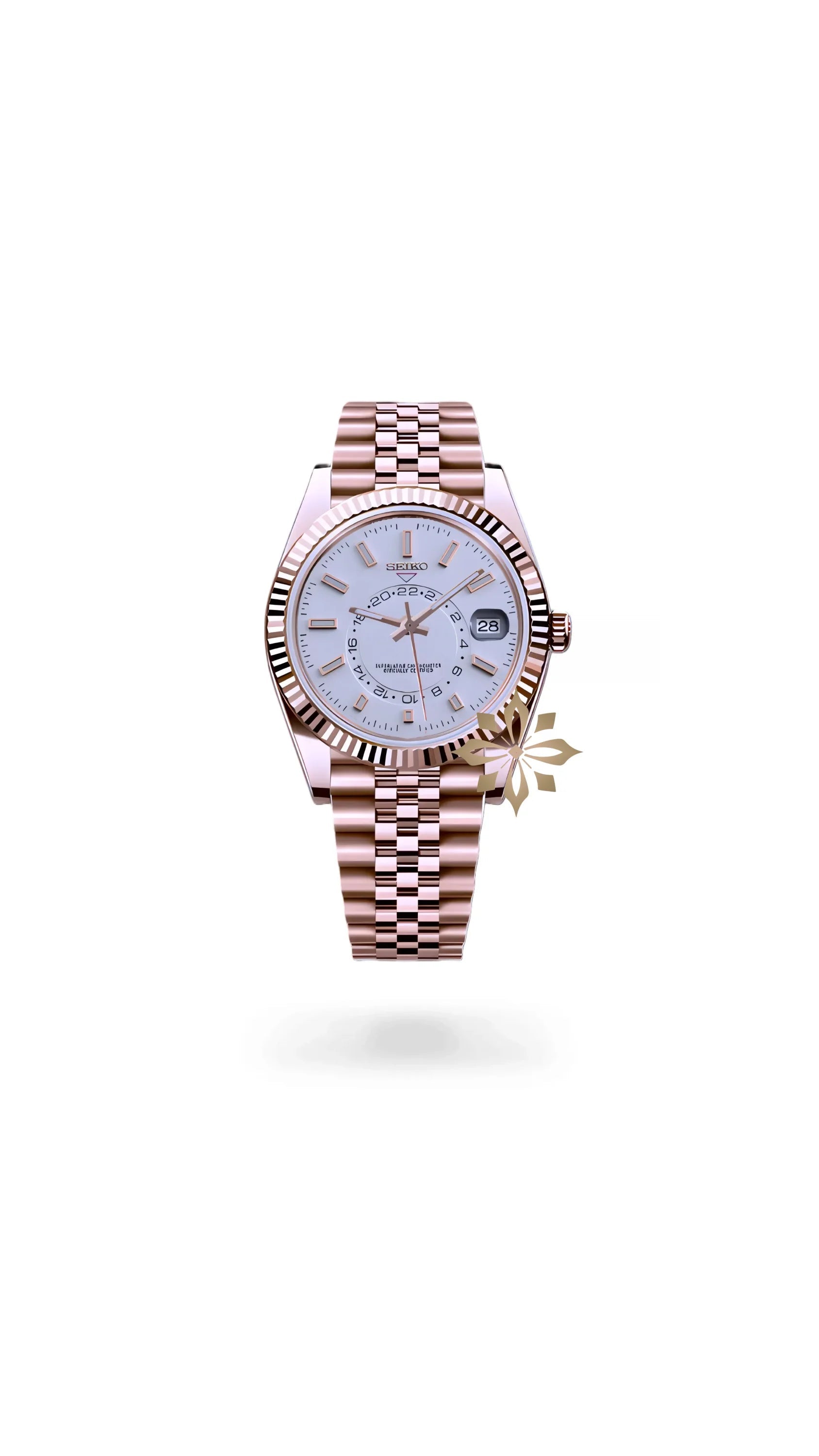 Seikojust mod skydweller watch white rose gold - Circa Watch Labs
