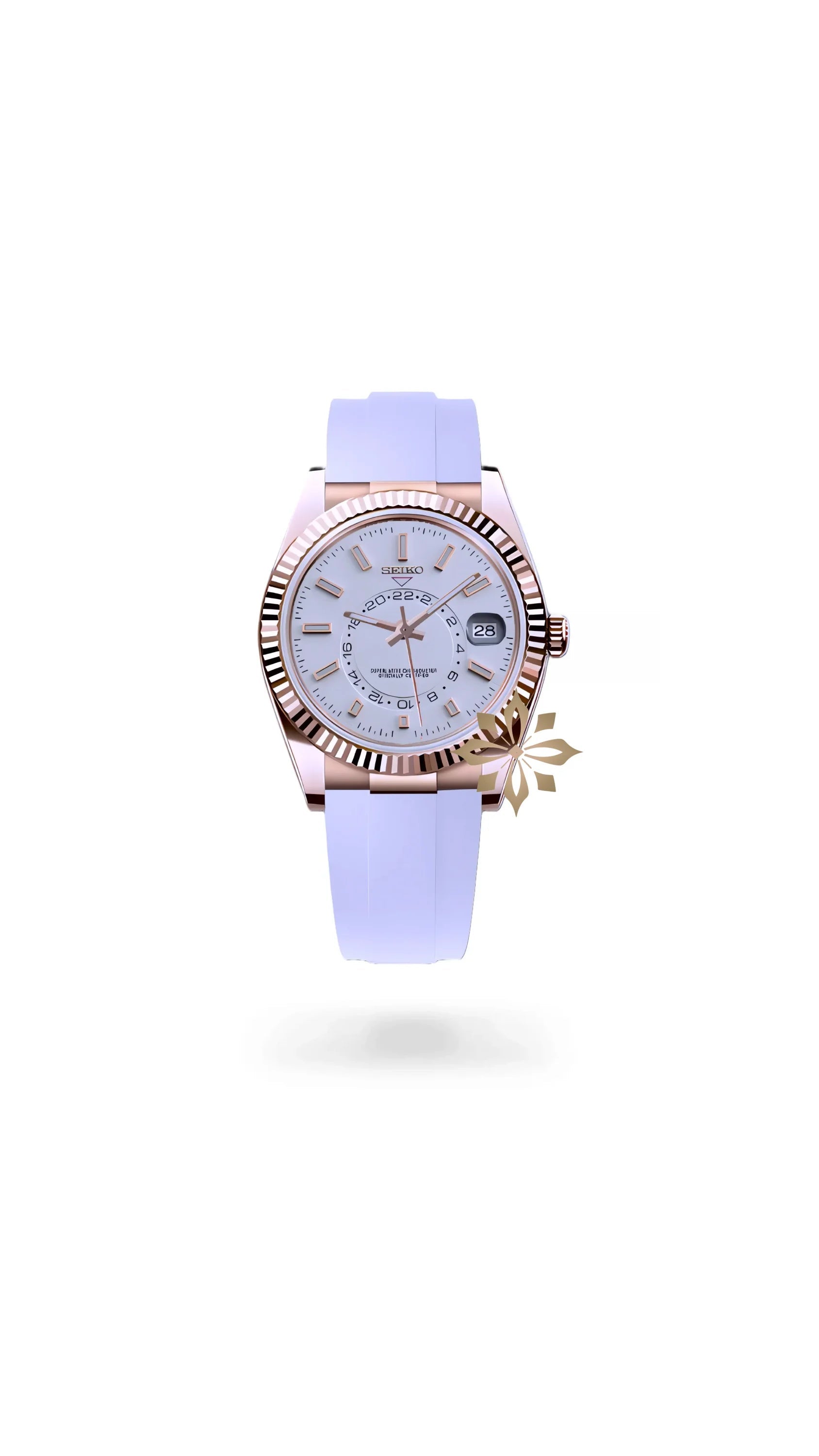 Seikojust mod skydweller watch white rose gold - Circa Watch Labs