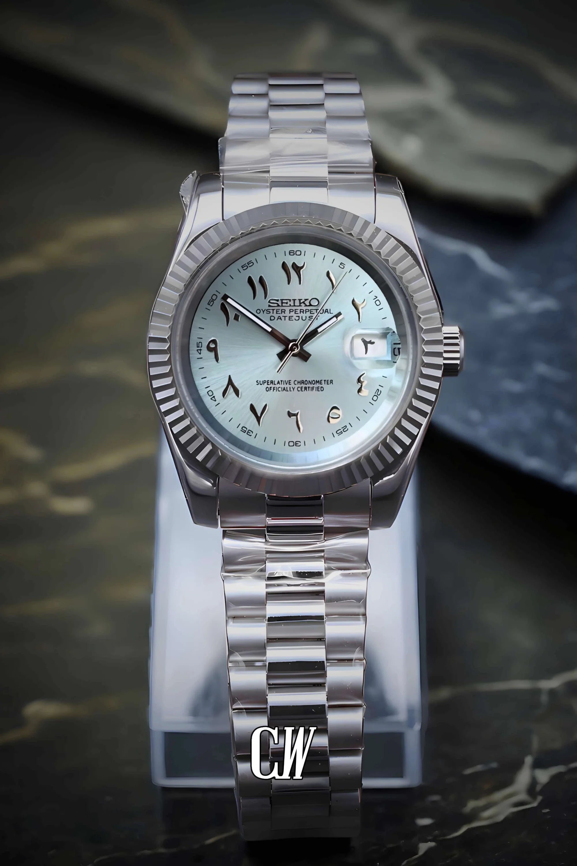 Seikojust mod watch 'arabic ice blue' - Circa Watch Labs seiko mod