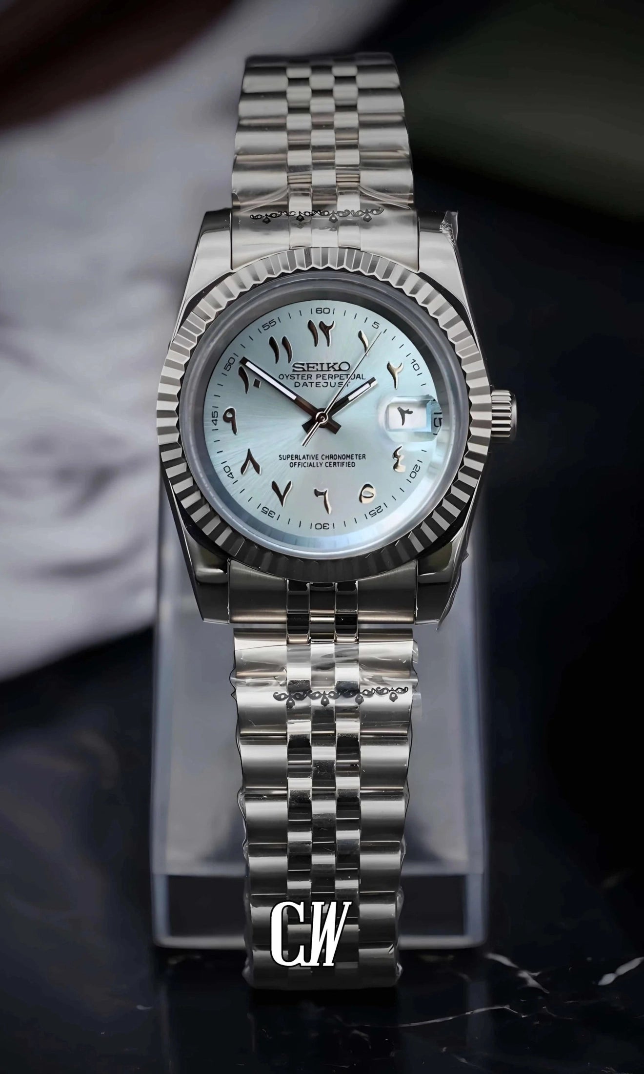 Seikojust mod watch 'arabic ice blue' - Circa Watch Labs seiko mod