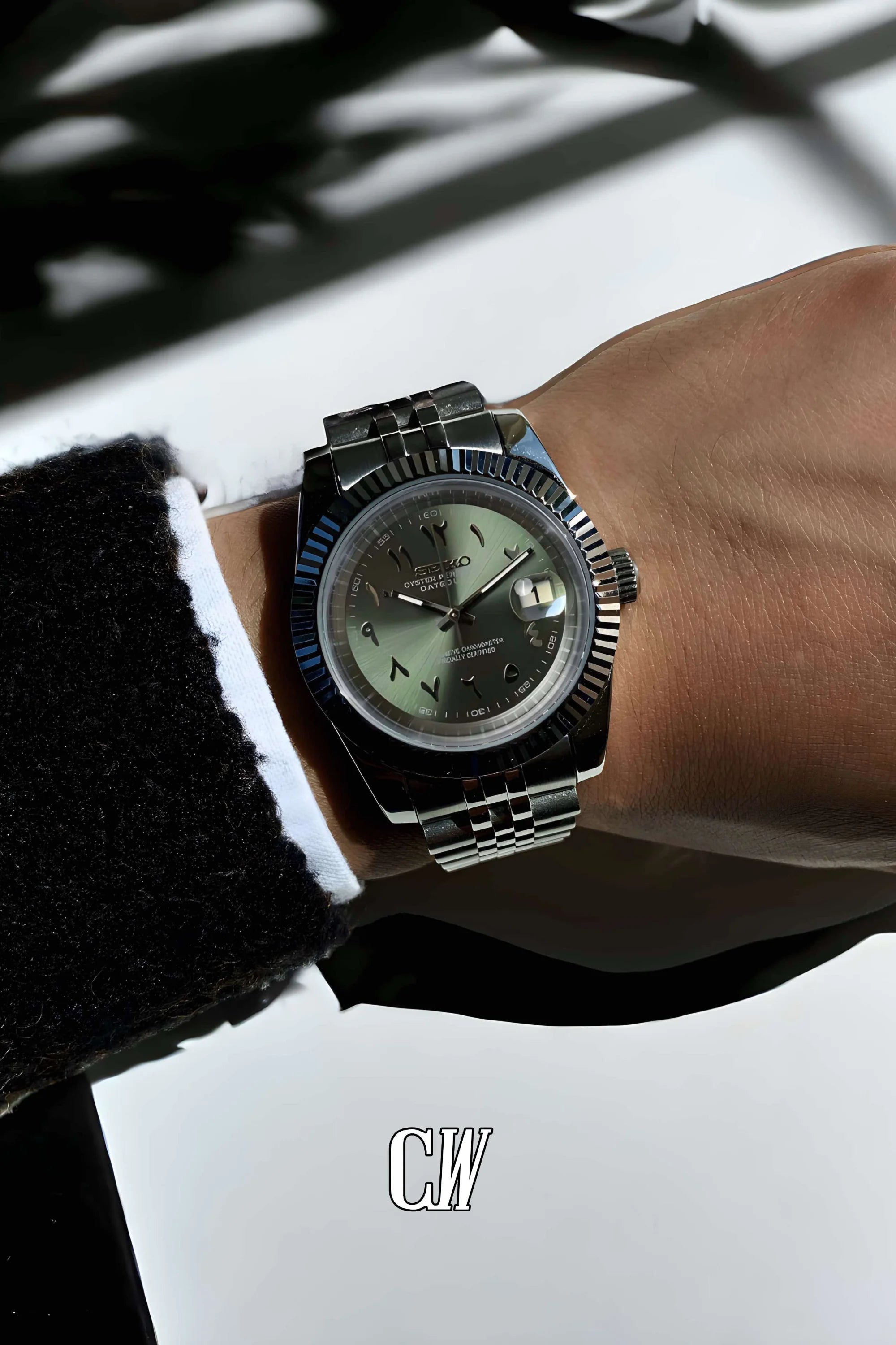Seikojust mod watch 'arabic olive green' - Circa Watch Labs