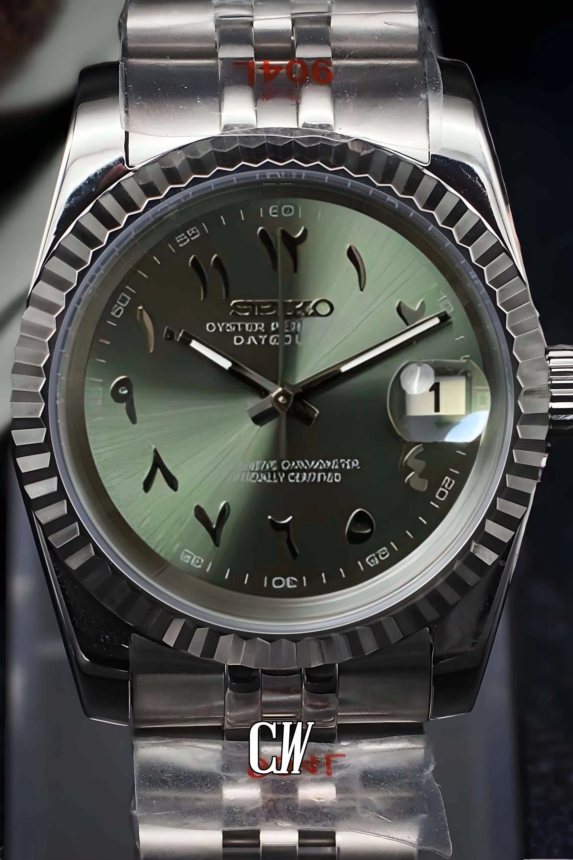 Seikojust mod watch 'arabic olive green' - Circa Watch Labs