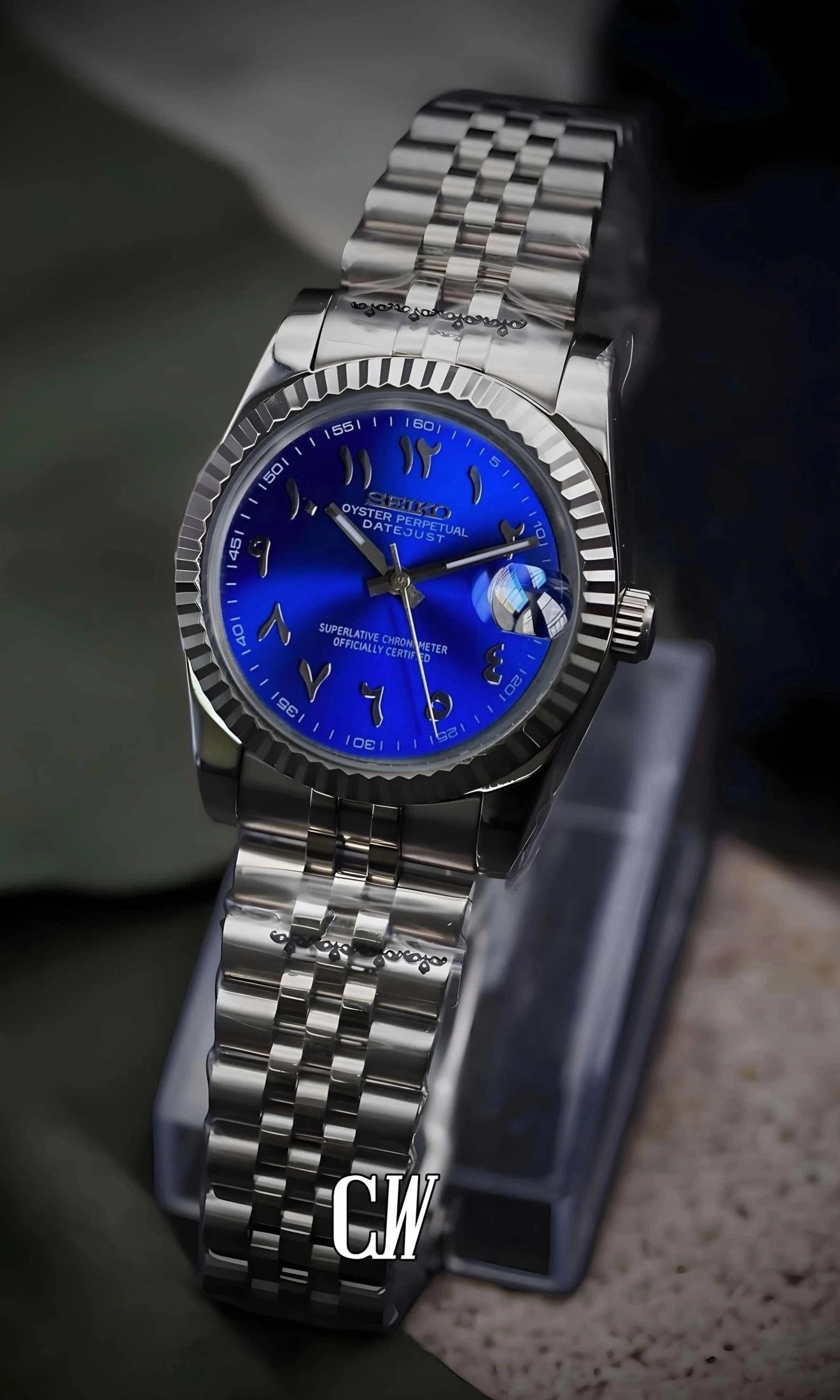 Seikojust mod watch 'arabic sunburst blue' - Circa Watch Labs