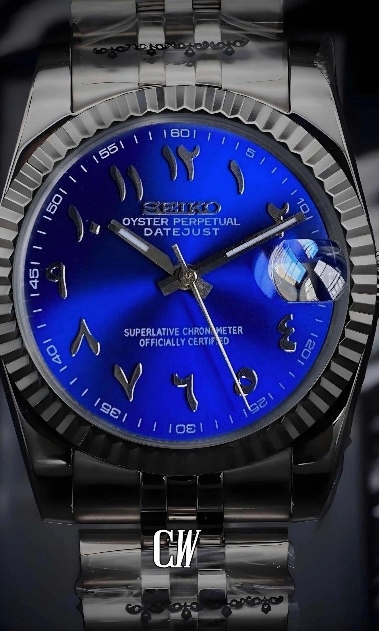 Seikojust mod watch 'arabic sunburst blue' - Circa Watch Labs