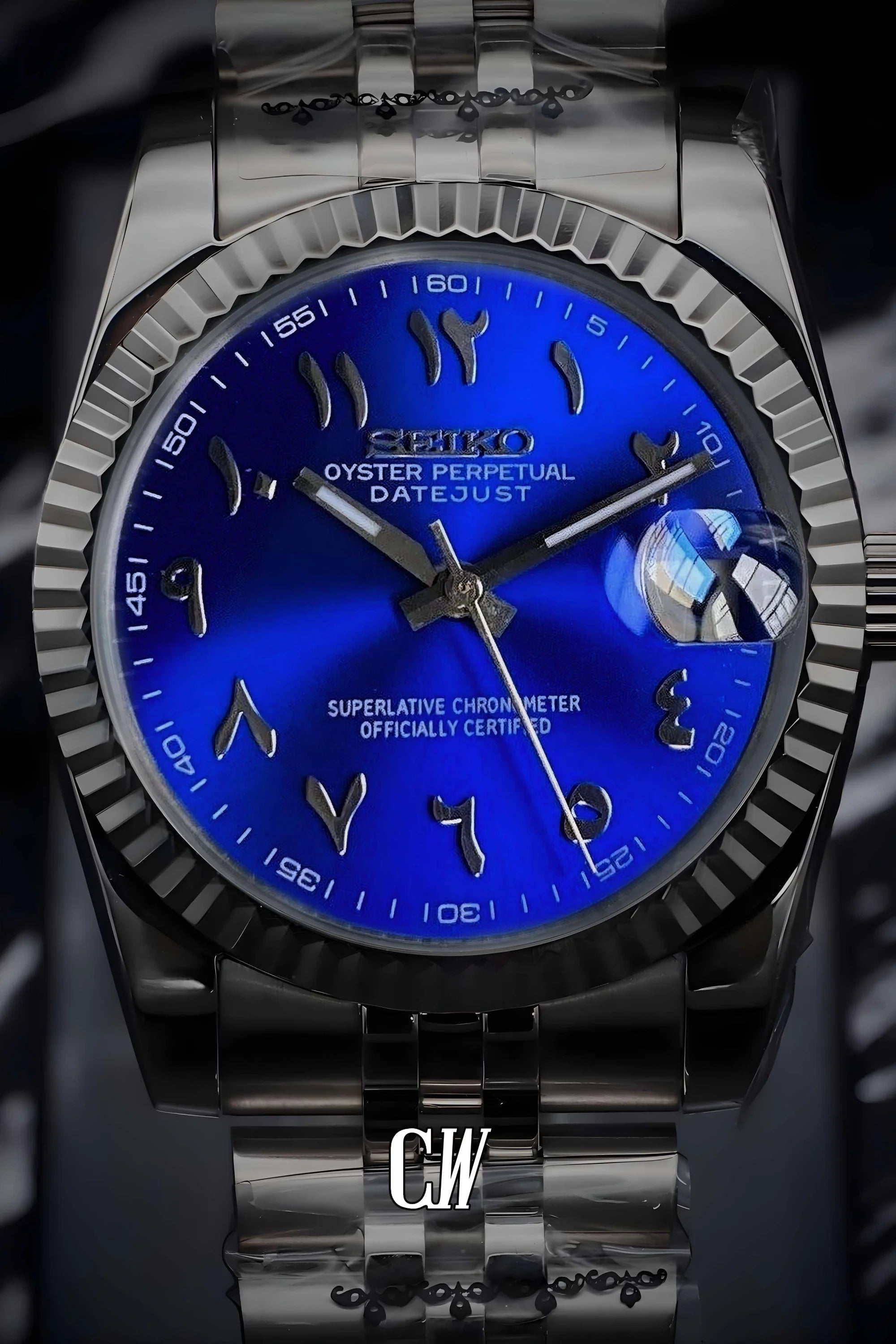 Seikojust mod watch 'arabic sunburst blue' - Circa Watch Labs seiko mod