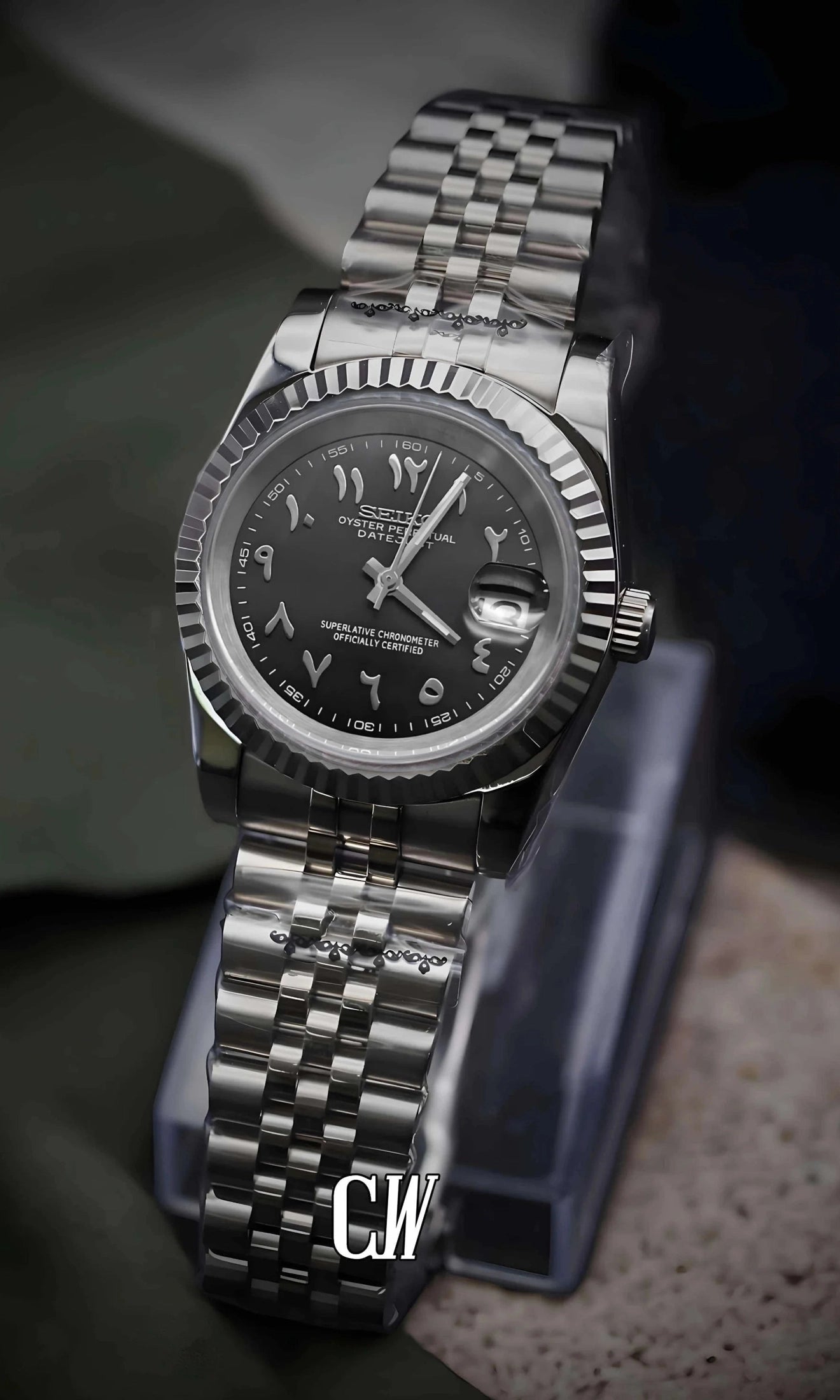 Seikojust mod watch 'Black' arabic - Circa Watch Labs seiko mod