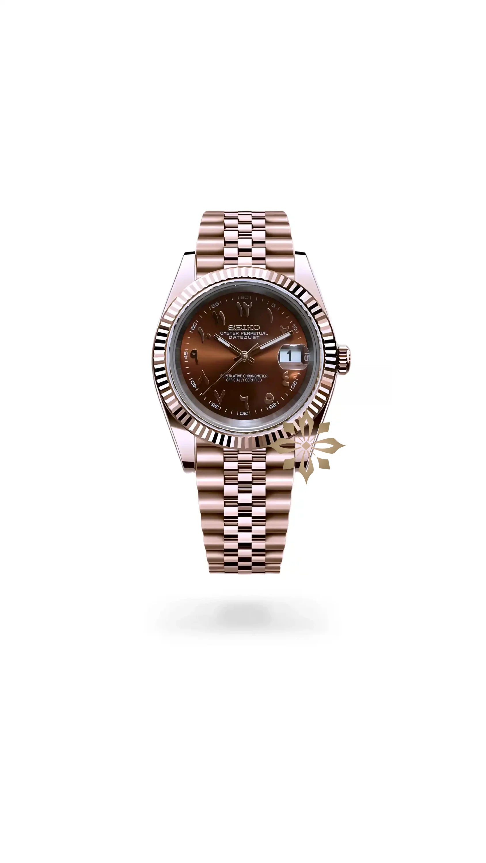 Seikojust mod watch rose gold 'arabic brown' - Circa Watch Labs