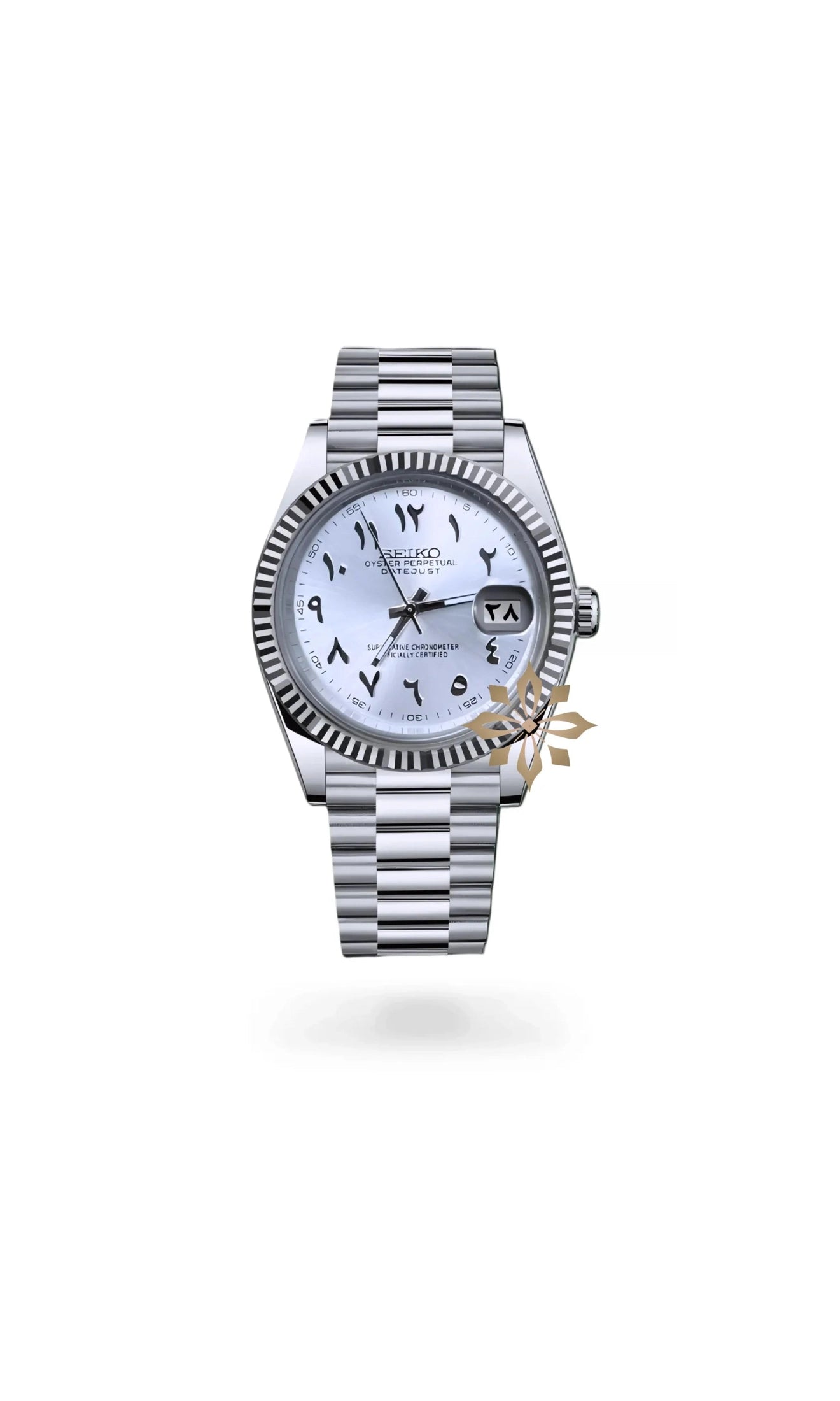 Seikojust mod watch 'Silver white' arabic - Circa Watch Labs seiko mod