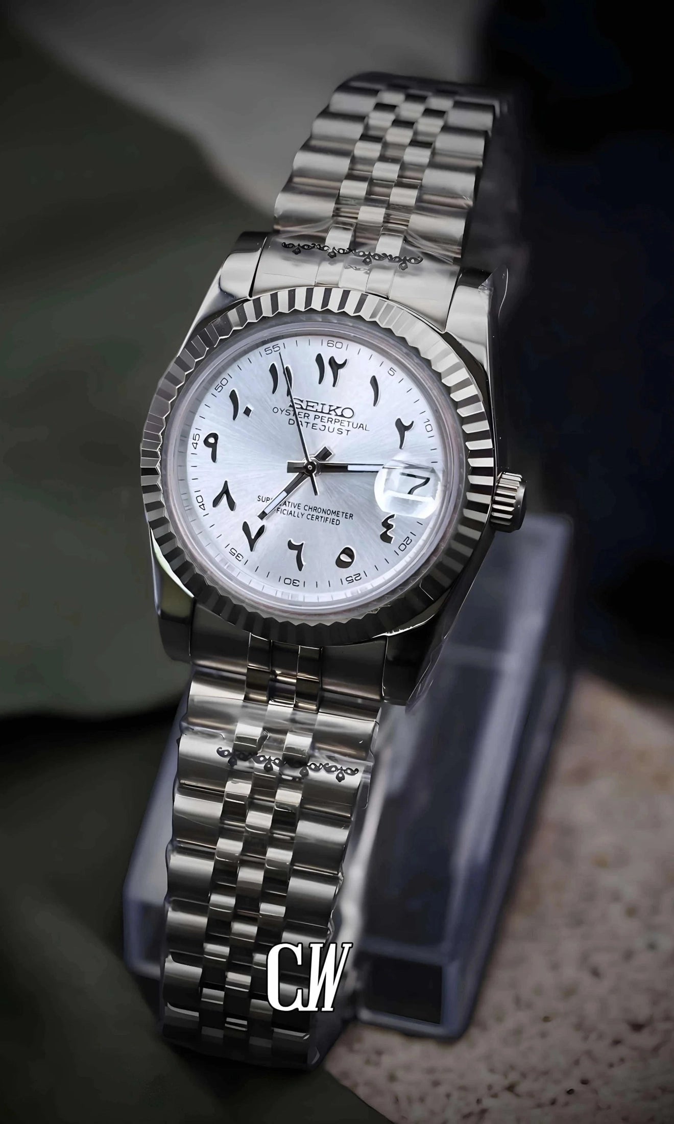 Seikojust mod watch 'Silver white' arabic - Circa Watch Labs seiko mod
