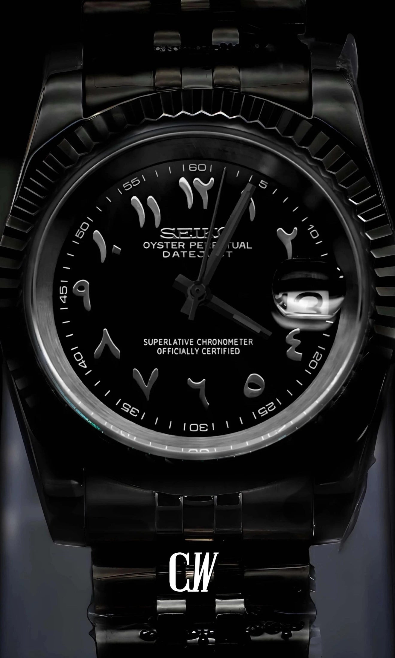 Seikojust mod watch 'Triple Black' arabic - Circa Watch Labs