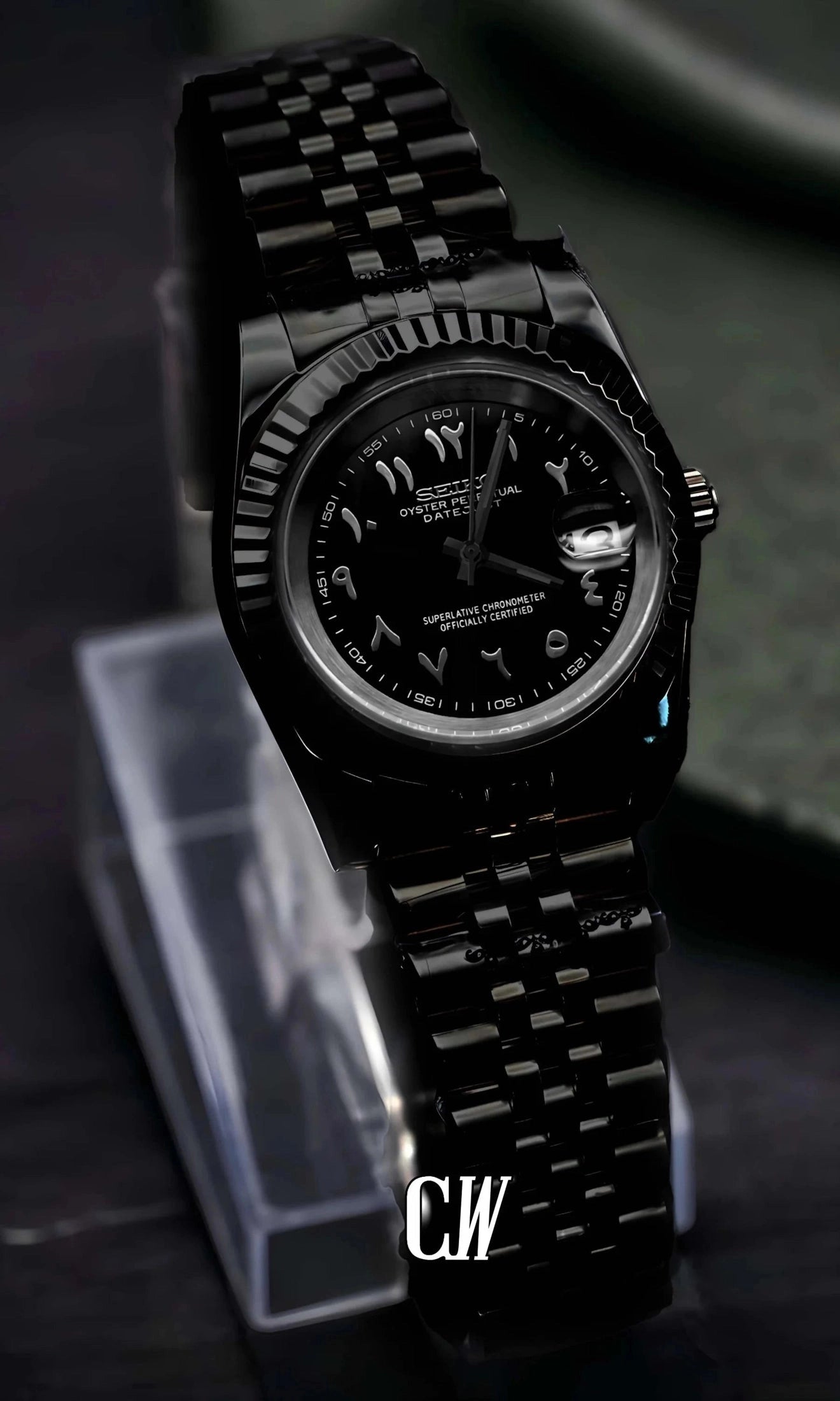 Seikojust mod watch 'Triple Black' arabic - Circa Watch Labs