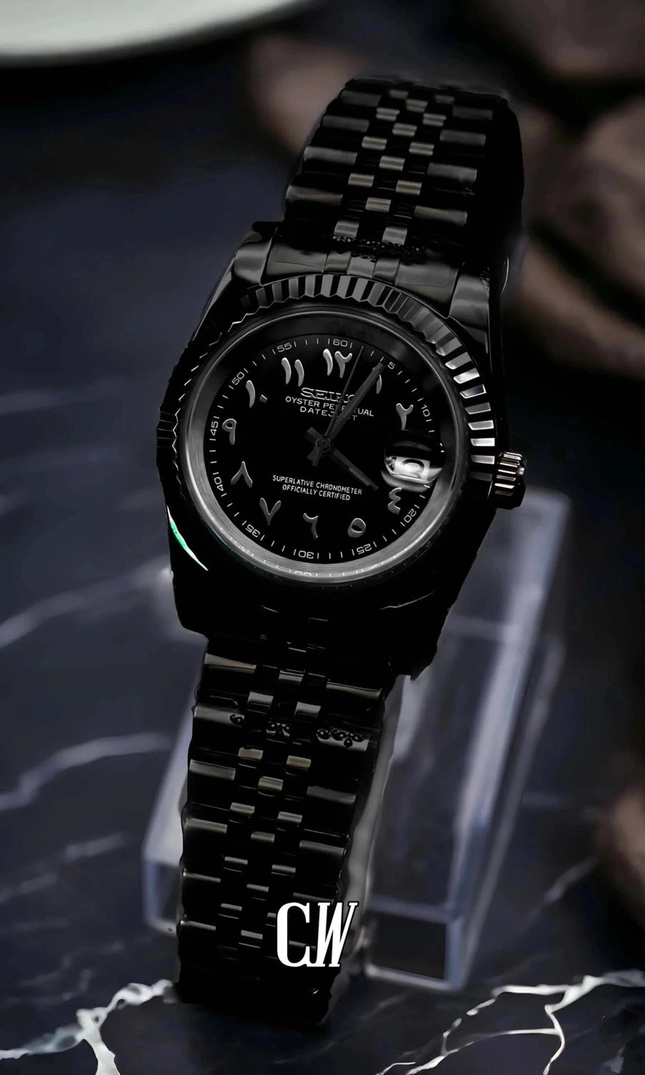 Seikojust mod watch 'Triple Black' arabic - Circa Watch Labs