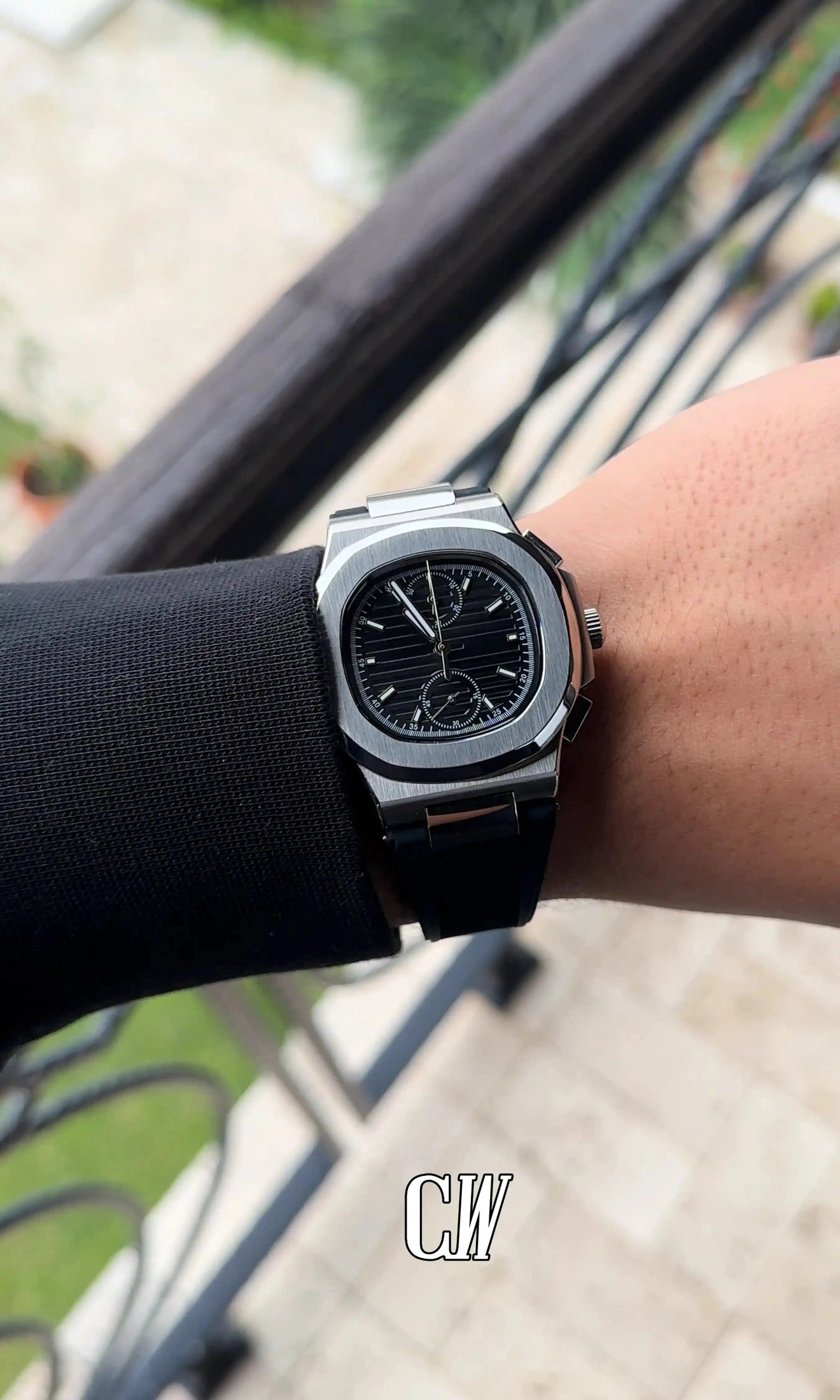 seiko mod Seikonautilus mod chronograph watch black