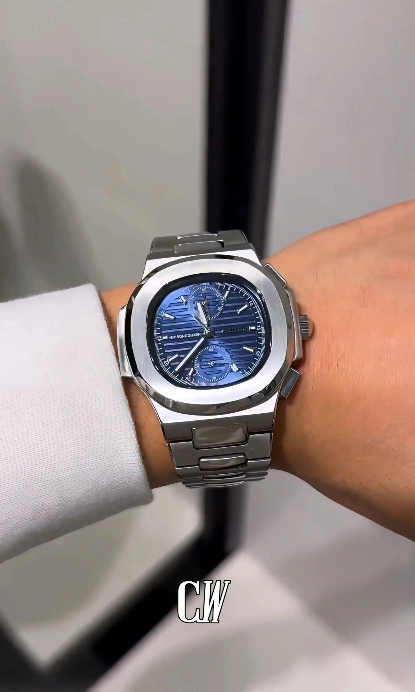 seiko mod Seikonautilus mod chronograph watch blue