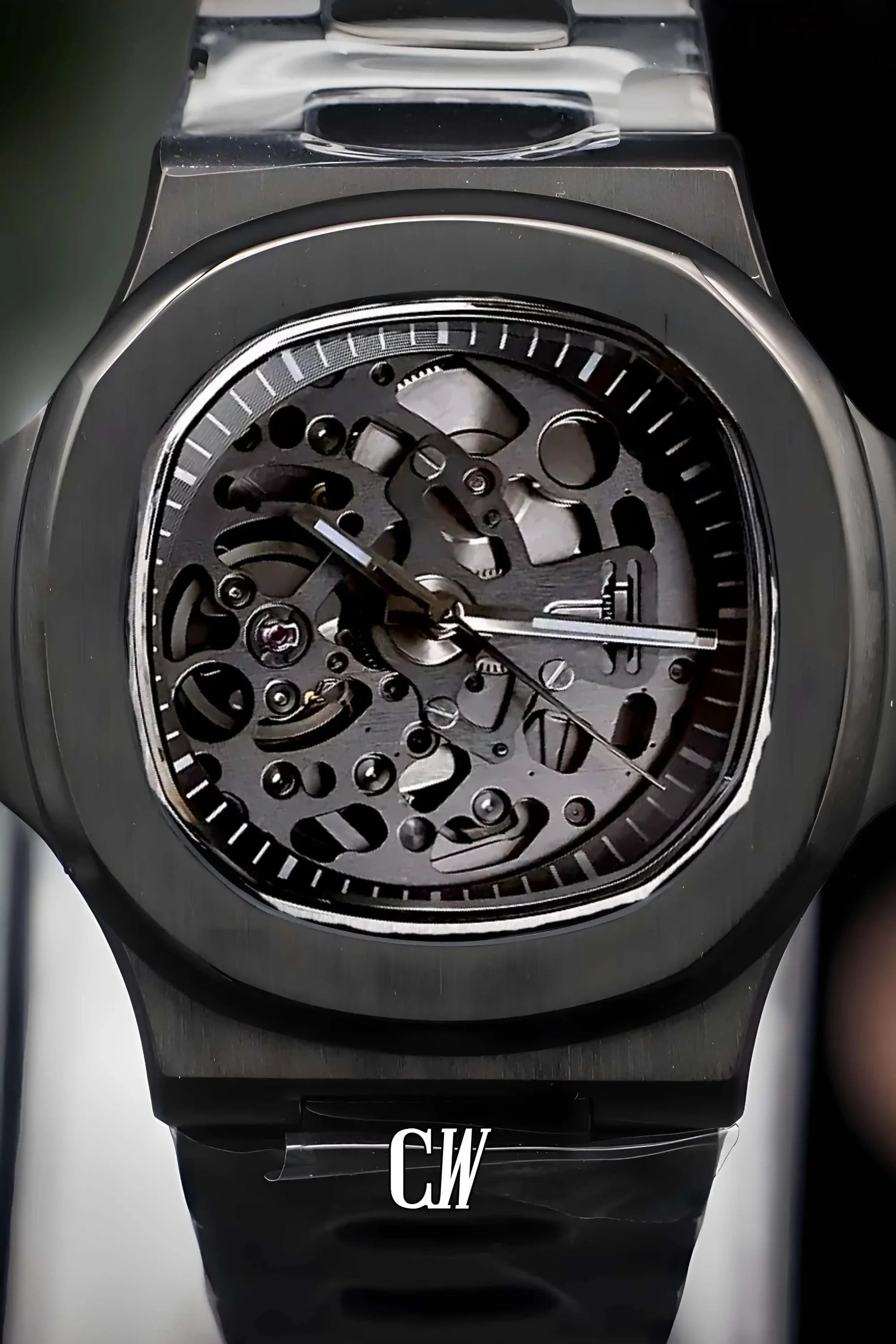 Seikonautilus mod skeleton watch triple black - Circa Watch Labs seiko mod