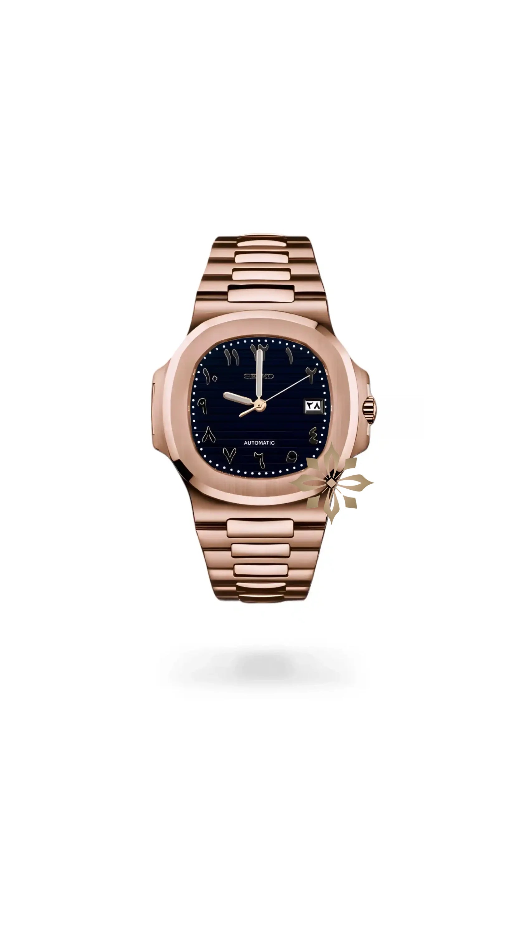 Seikonautilus mod watch arabic black rose gold - Circa Watch Labs seiko mod