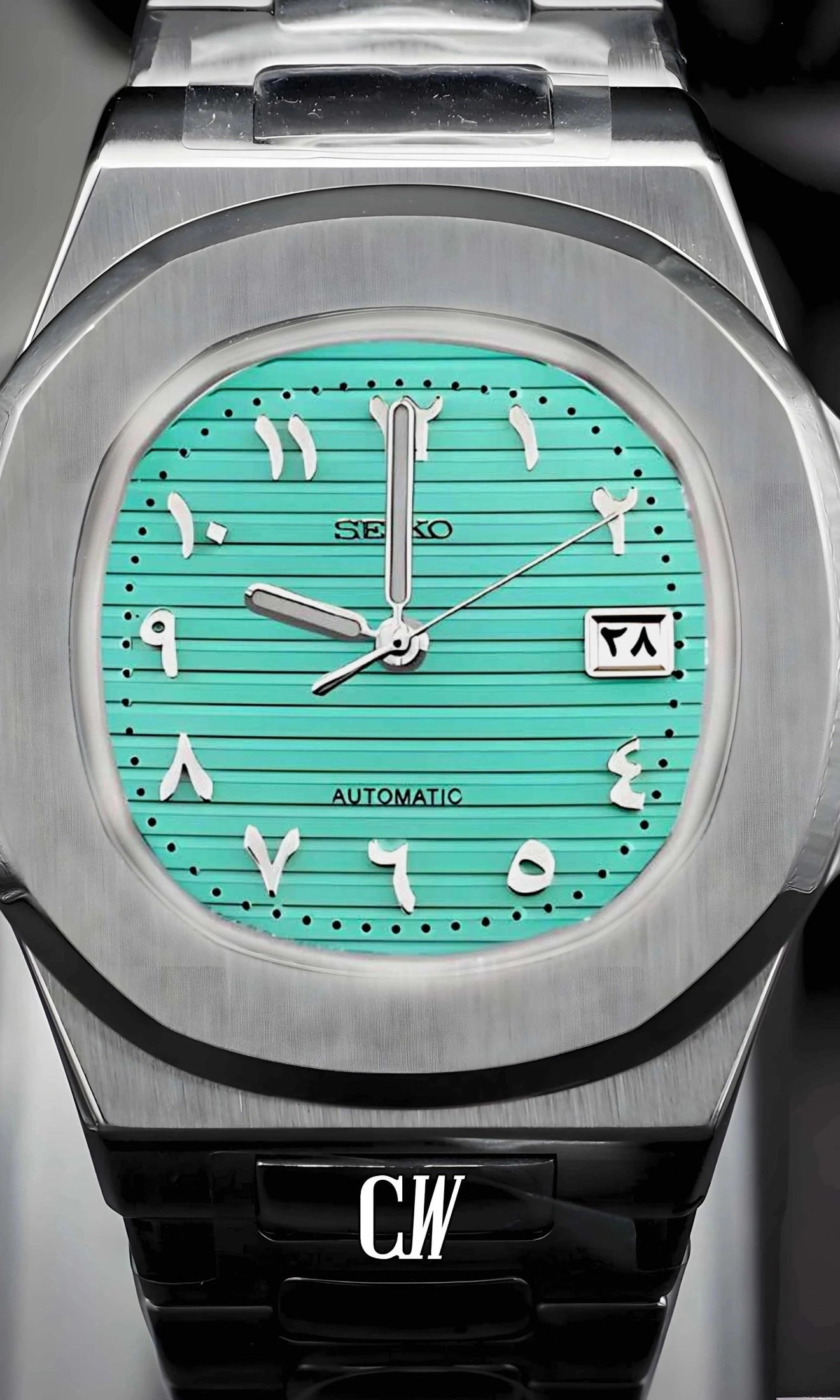 Seikonautilus mod watch arabic Tiffany blue - Circa Watch Labs