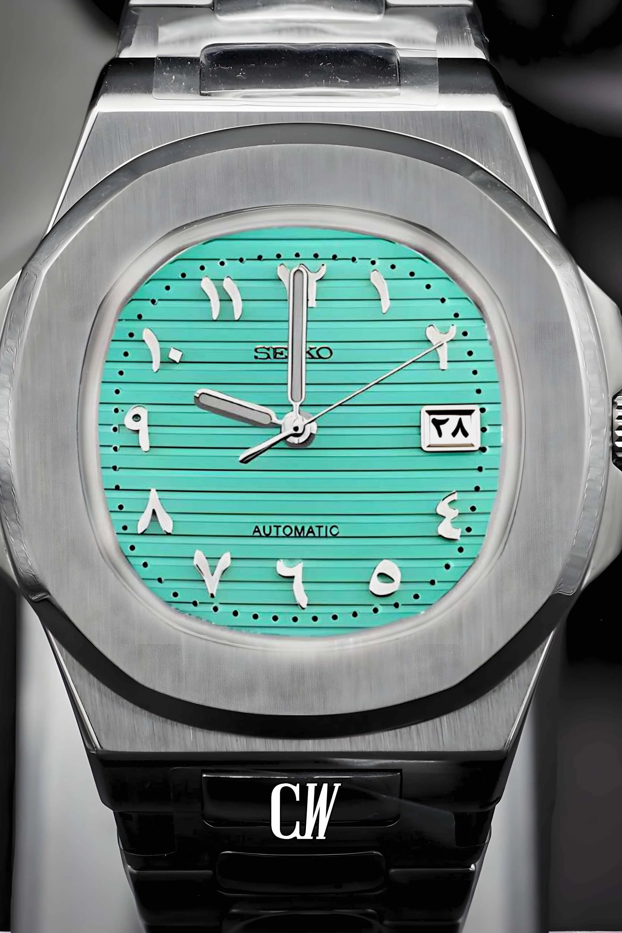 Seikonautilus mod watch arabic Tiffany blue - Circa Watch Labs seiko mod