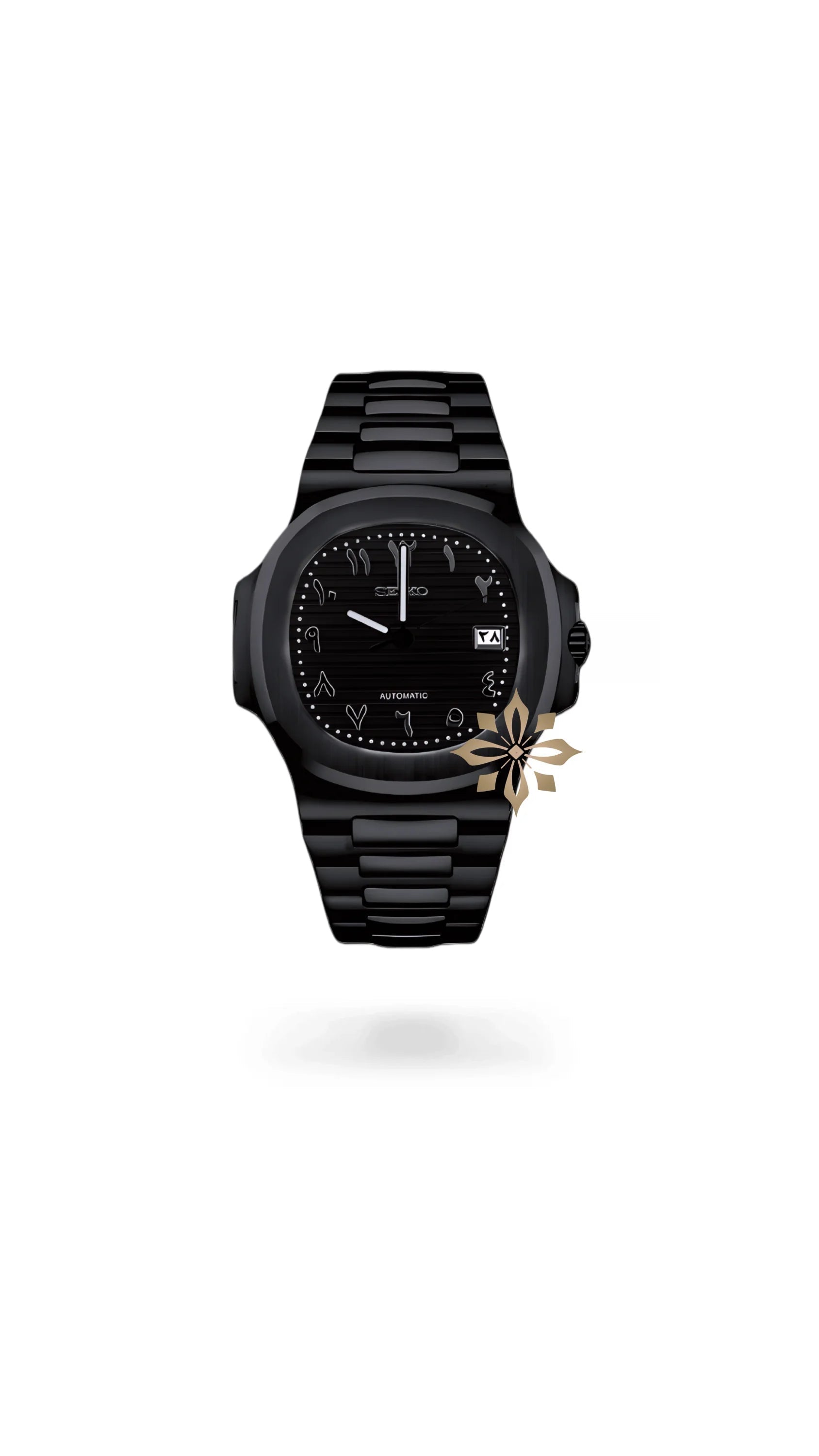 Seikonautilus mod watch arabic triple black - Circa Watch Labs seiko mod