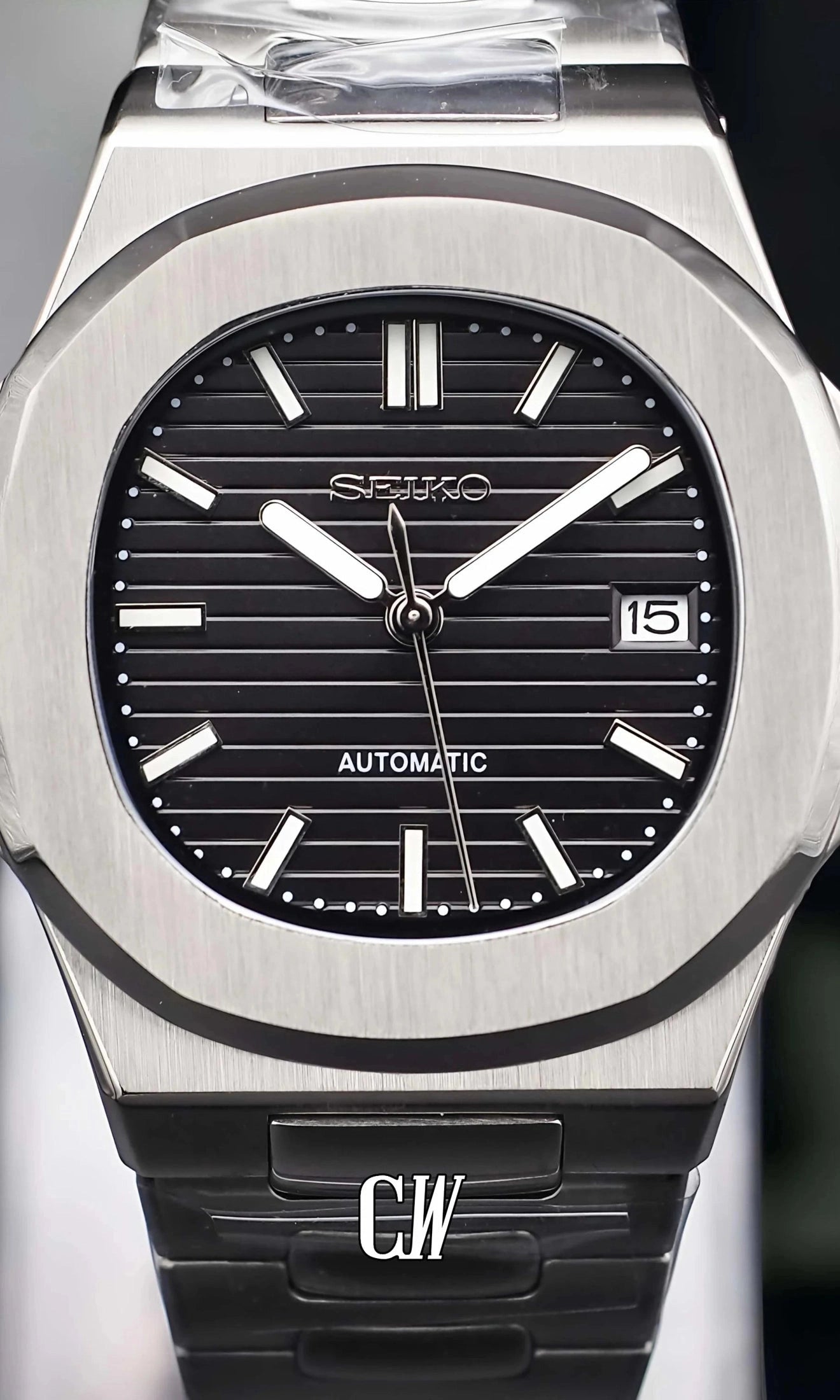 Seikonautilus mod watch black - Circa Watch Labs