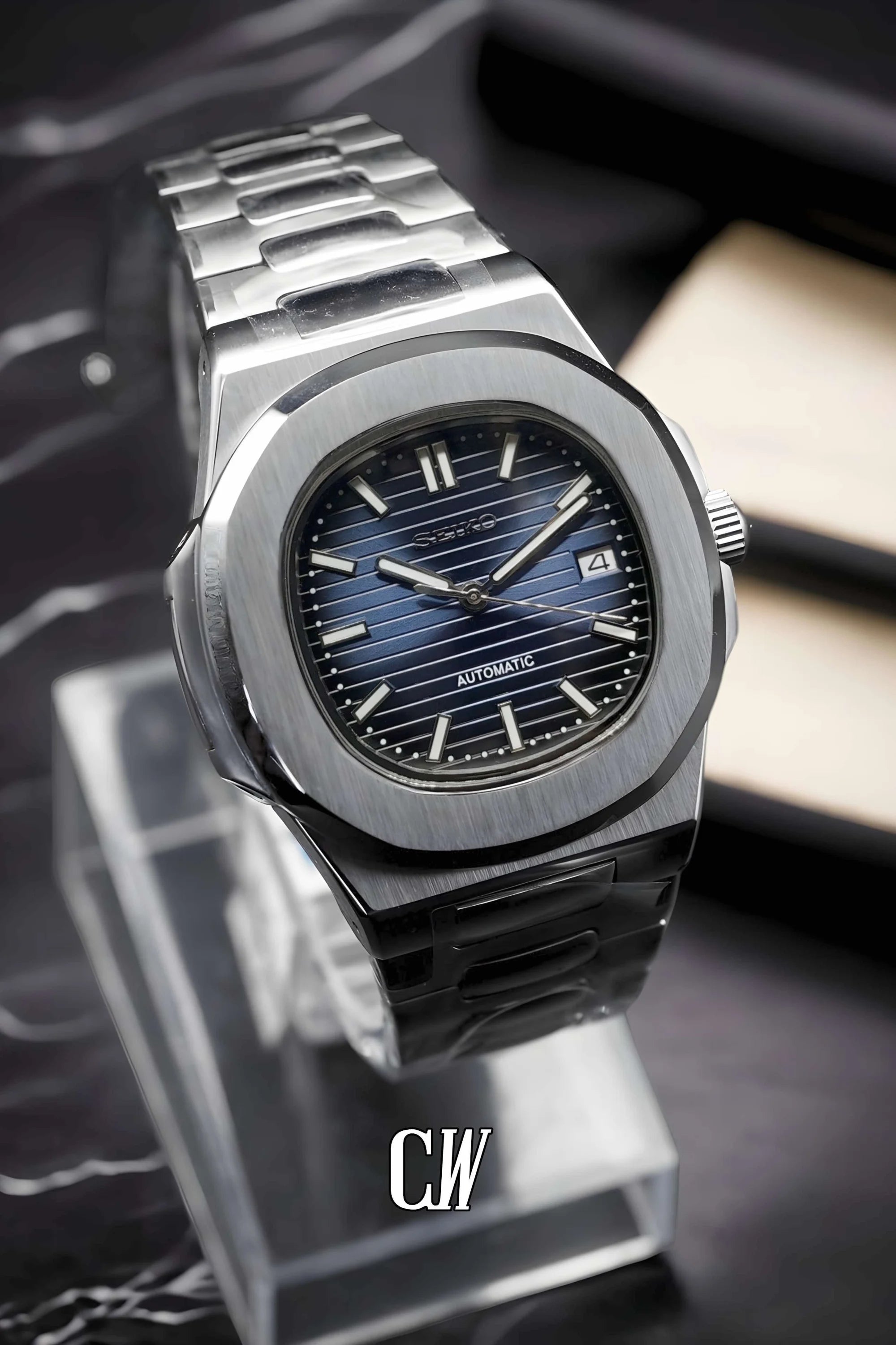 Seikonautilus mod watch blue - Circa Watch Labs seiko mod