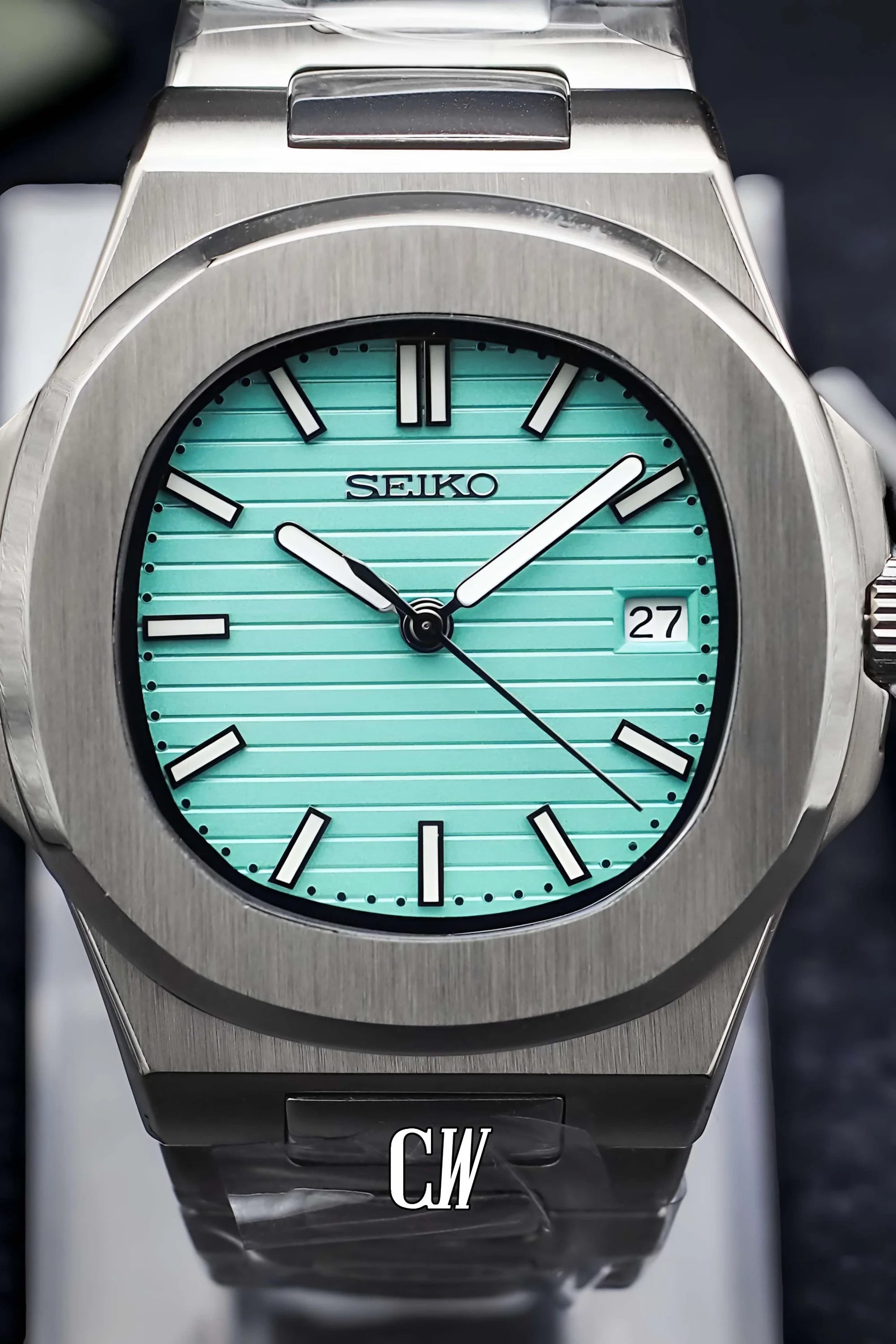 Seikonautilus mod watch in 'tiffany' blue - Circa Watch Labs seiko mod