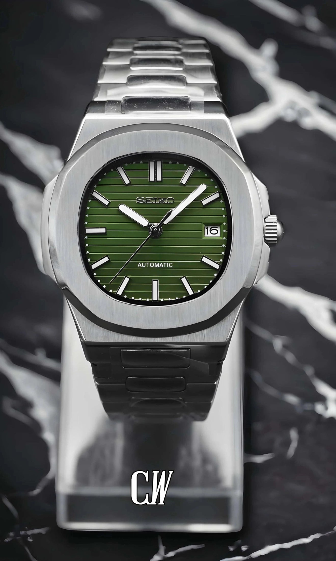 seiko mod Seikonautilus mod watch olive green