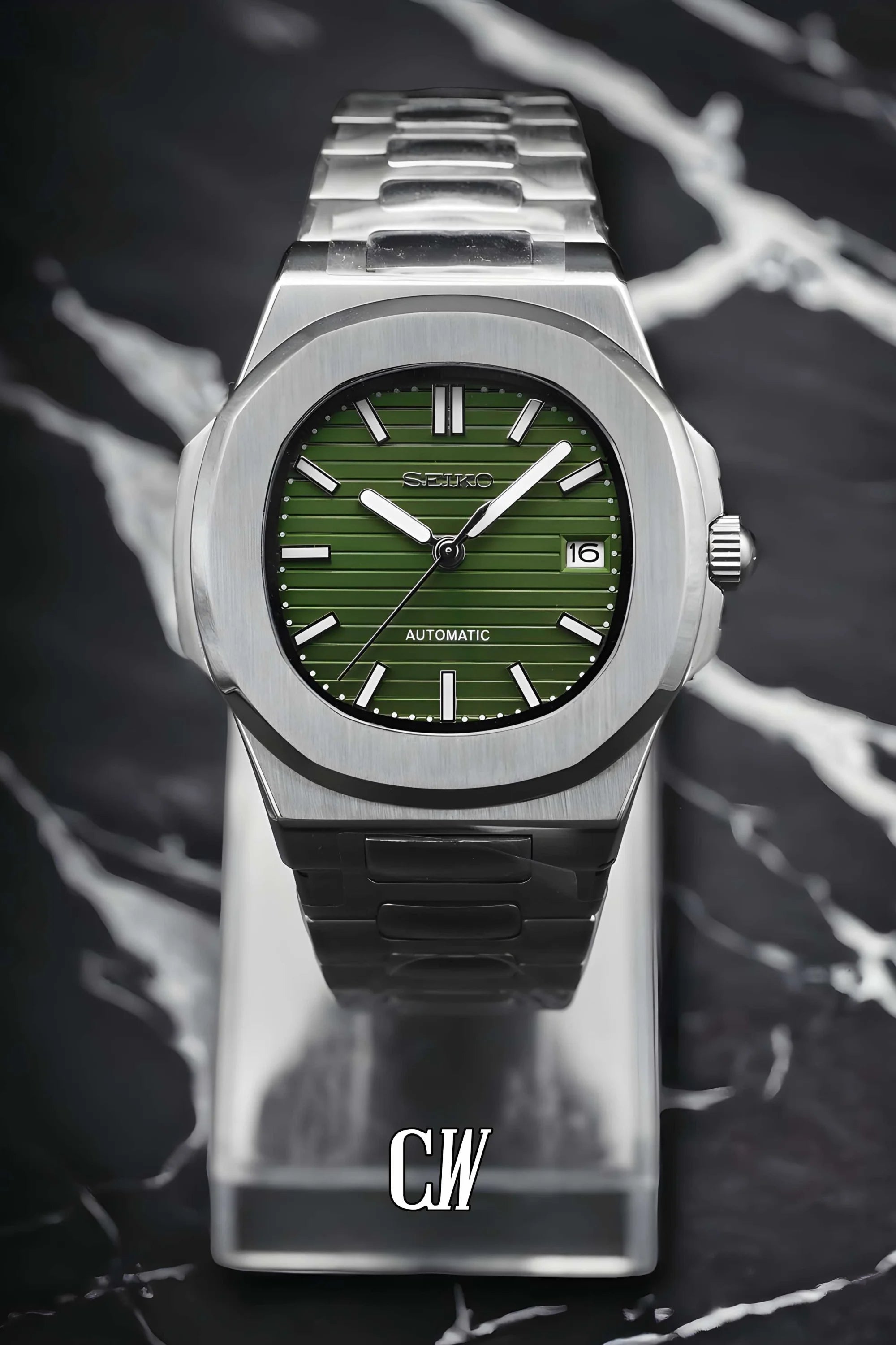 Seikonautilus mod watch olive green - Circa Watch Labs seiko mod
