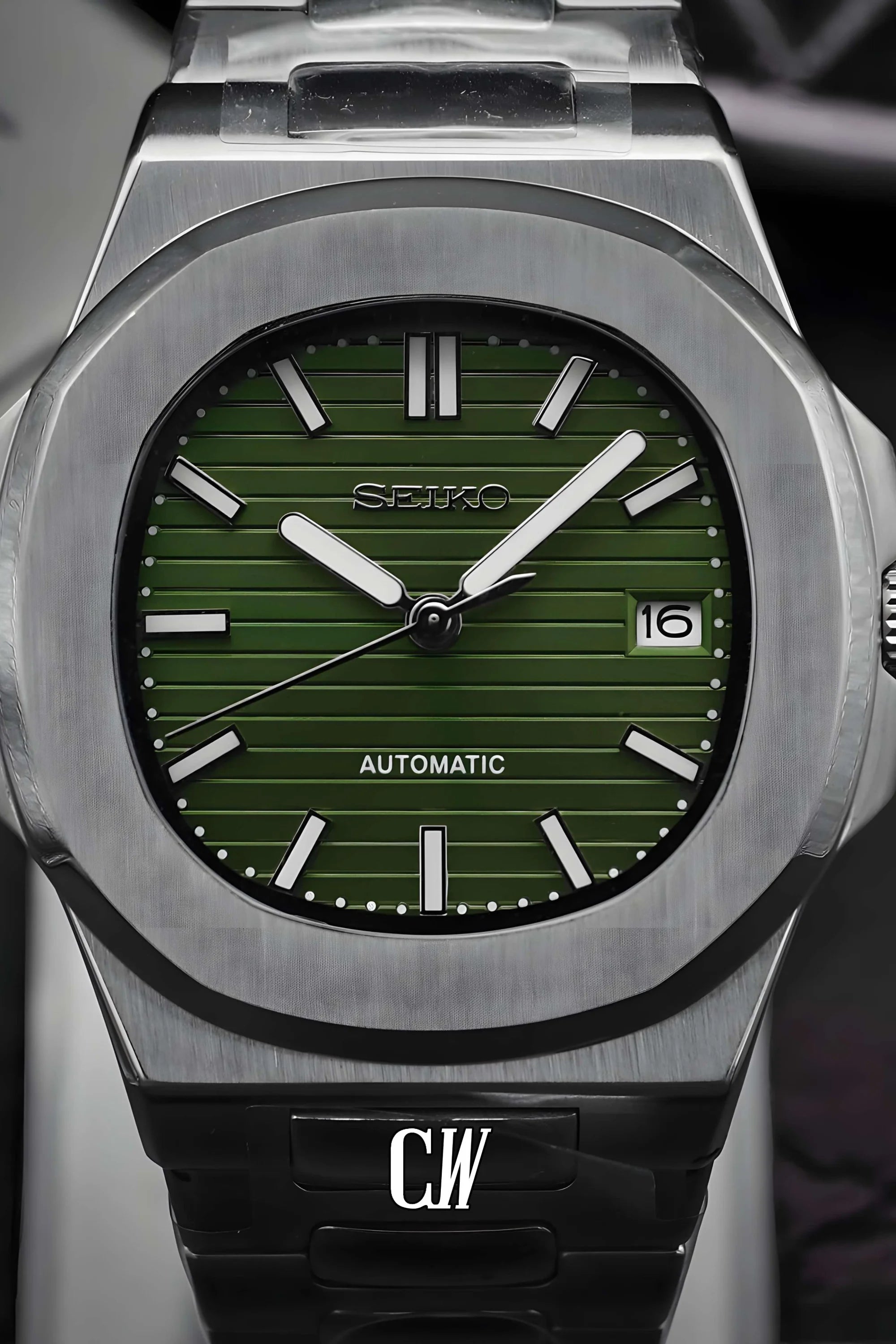 Seikonautilus mod watch olive green - Circa Watch Labs seiko mod