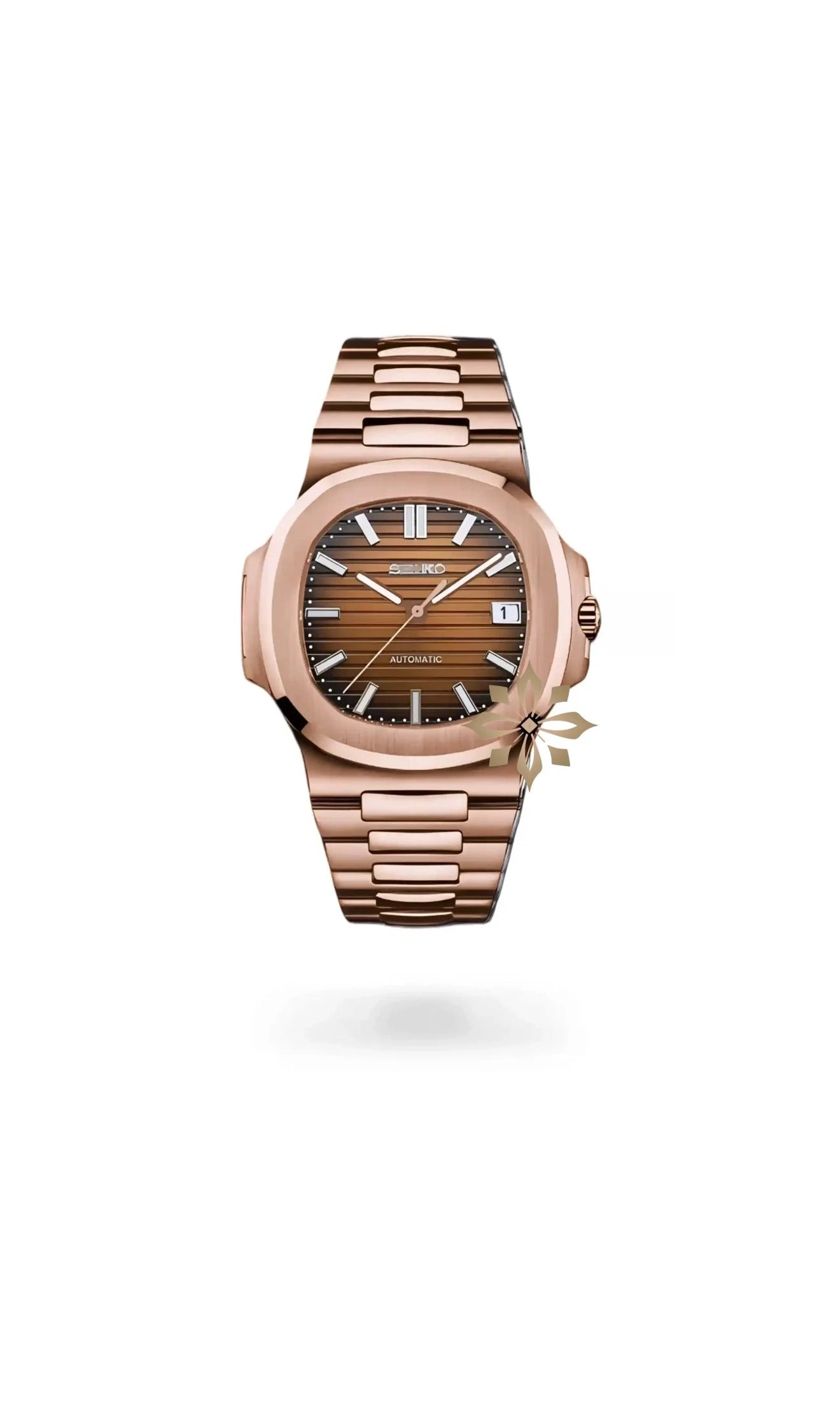 seiko mod Seikonautilus mod watch rose gold brown