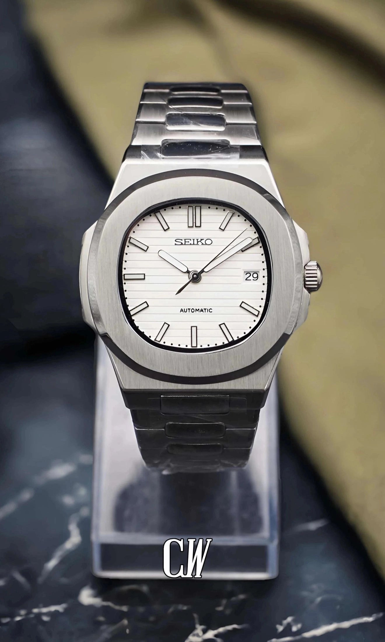 seiko mod Seikonautilus mod watch white