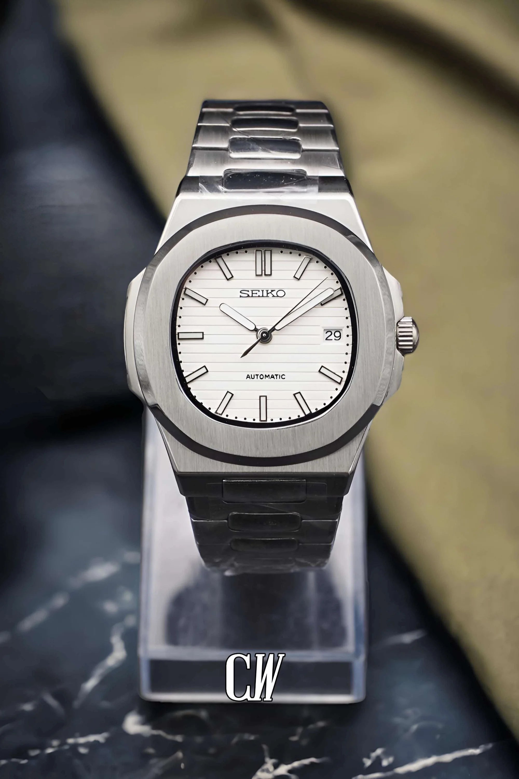 Seikonautilus mod watch white - Circa Watch Labs seiko mod